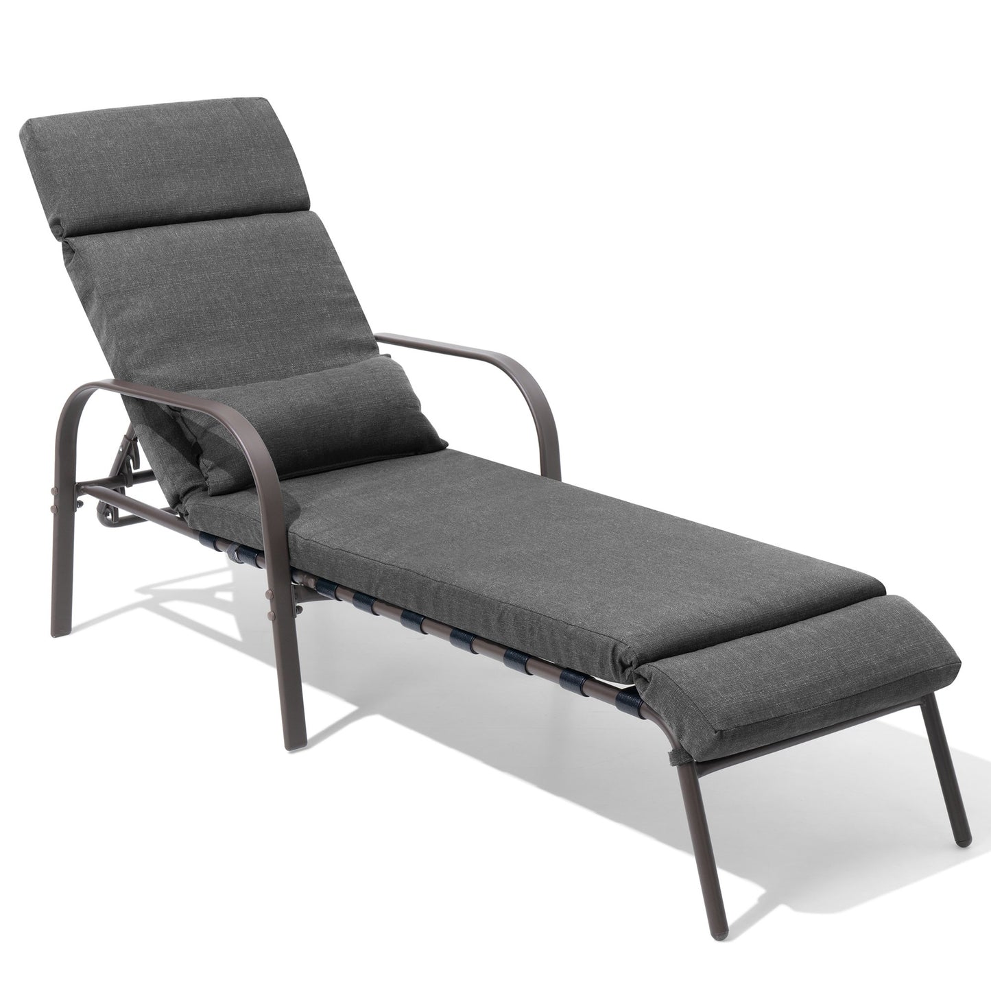 Crestlive Products Adjustable Five-Position Chaise Lounge Chair with Cushion