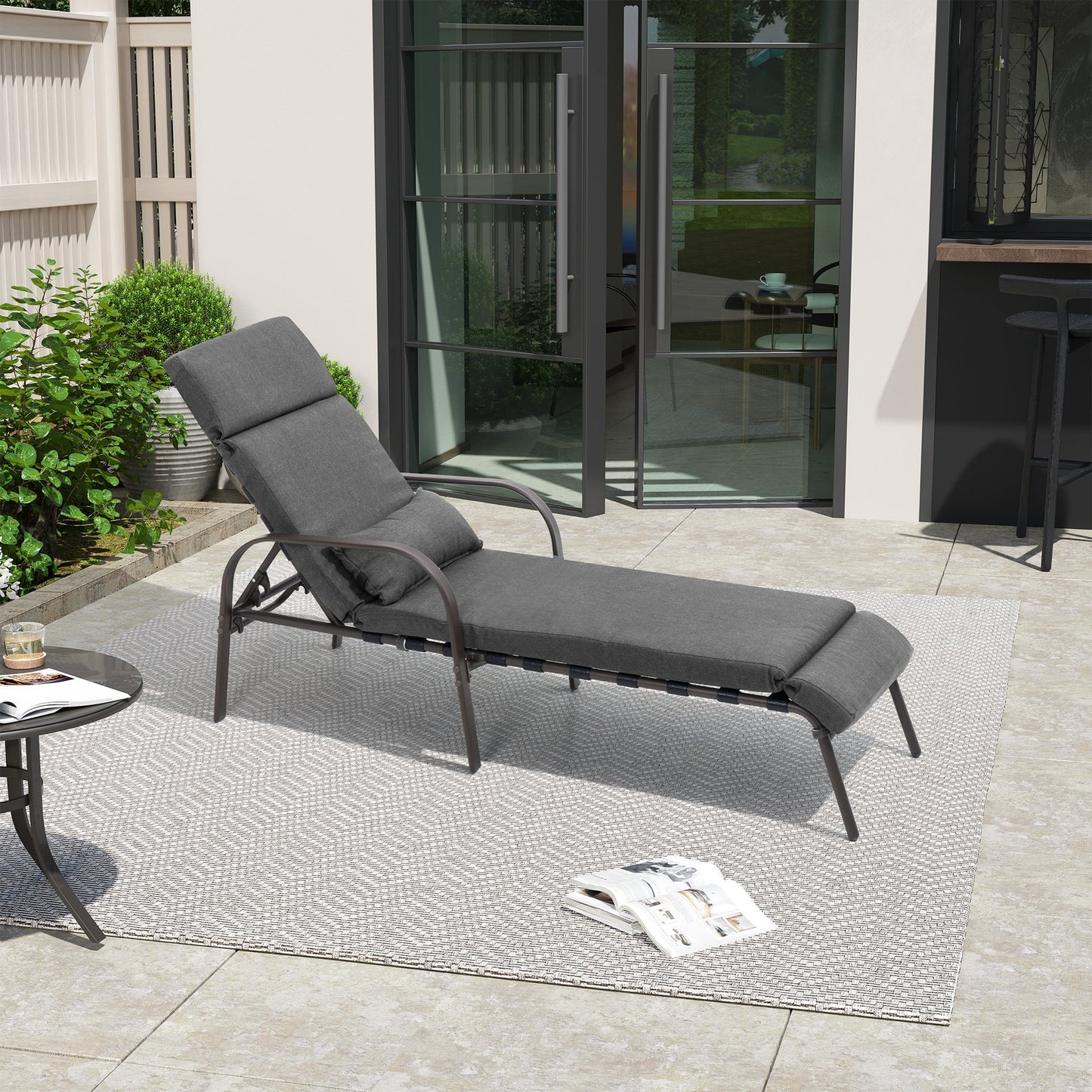 Crestlive Products Adjustable Five-Position Chaise Lounge Chair with Cushion