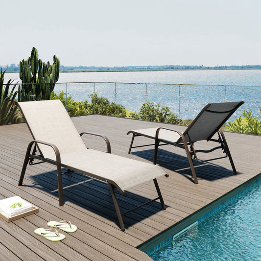 Crestlive Products Aluminum Outdoor Adjustable Chaise Lounge Chair Set of 2