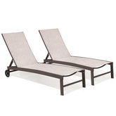 Crestlive Products Aluminum 2-Piece Adjustable Outdoor Chaise Lounge with Wheels