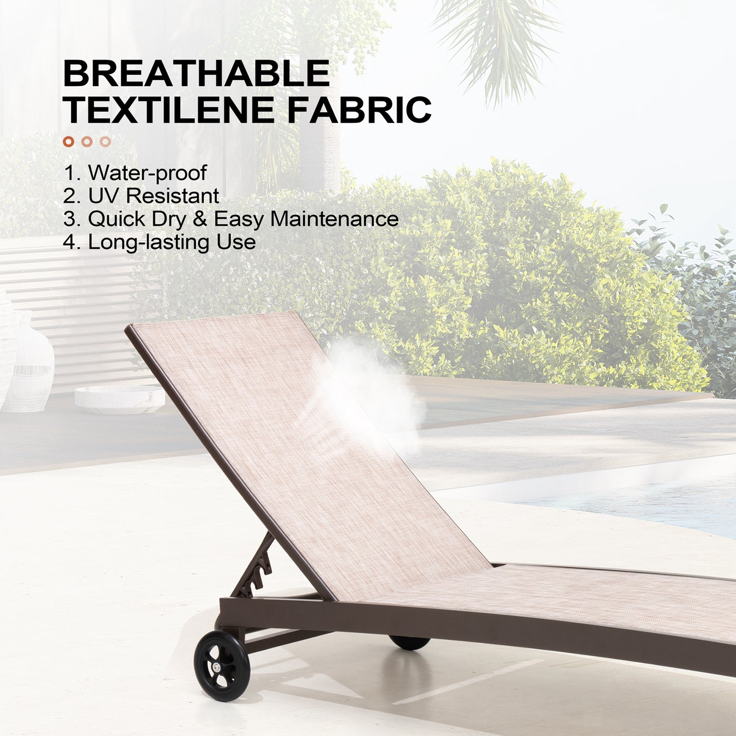 Crestlive Products Aluminum 2-Piece Adjustable Outdoor Chaise Lounge with Wheels