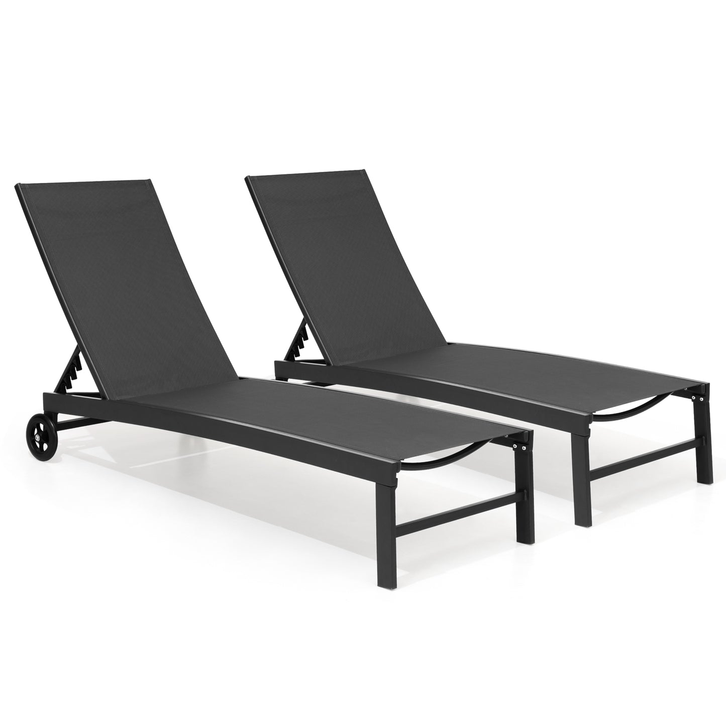 Crestlive Products Aluminum 2-Piece Adjustable Outdoor Chaise Lounge with Wheels
