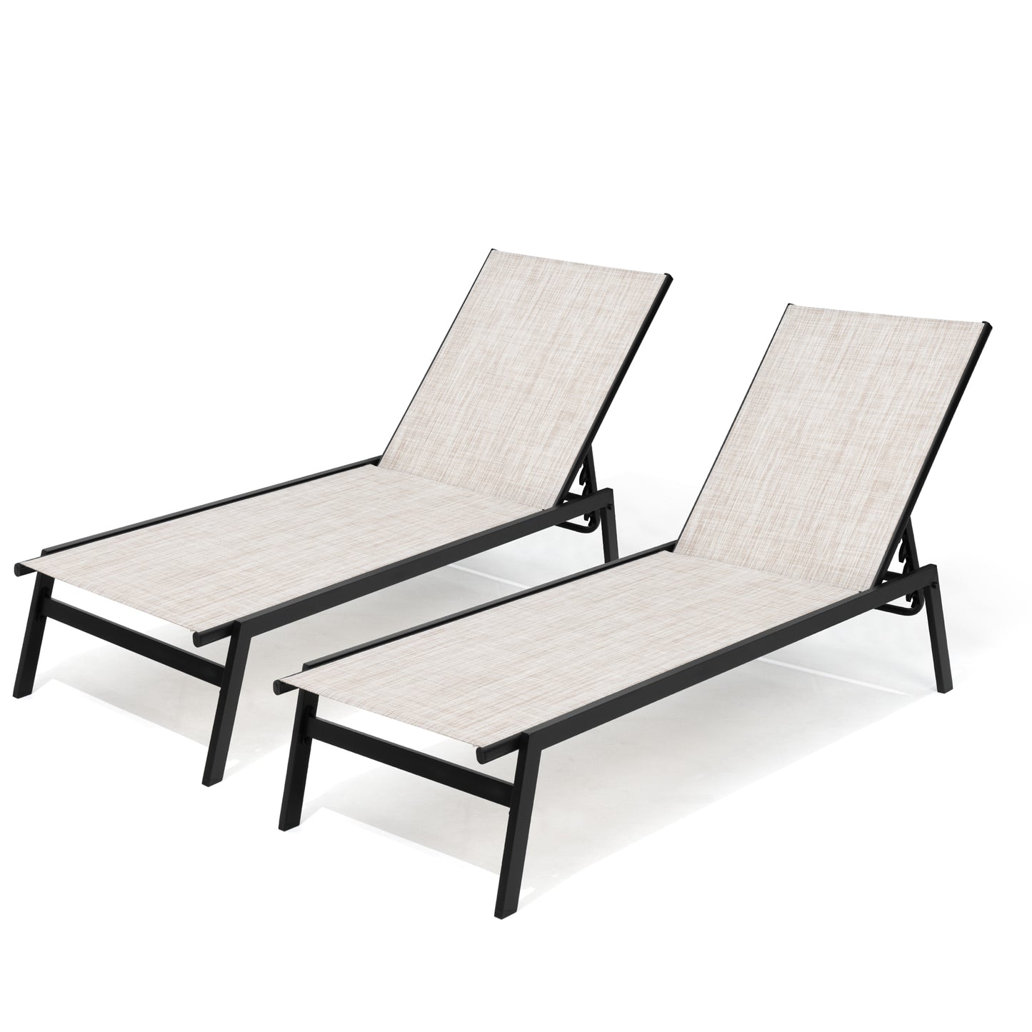 Crestlive Products Outdoor Adjustable Chaise Lounge Chair 2-Piece Set, 5 Positions Recliner