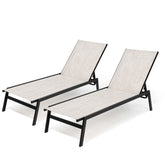 Steel Adjustable & Stackable Outdoor Chaise Lounge Set of 2