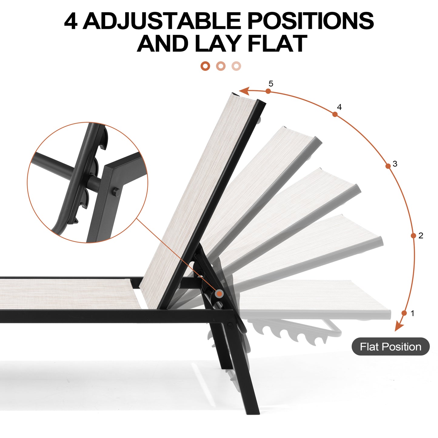 Crestlive Products Steel Outdoor Adjustable Stackable Chaise Lounge Chair Set of 2