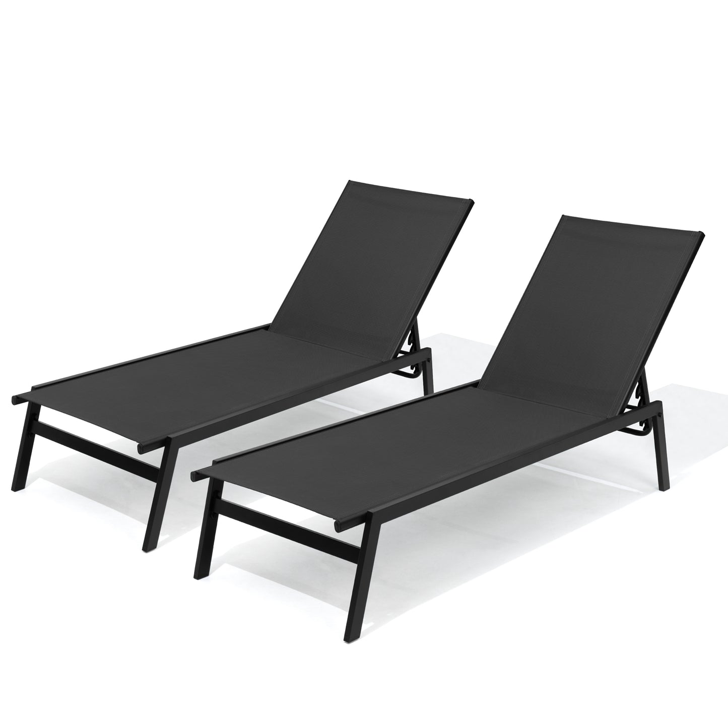 Crestlive Products Outdoor Adjustable Chaise Lounge Chair 2-Piece Set, 5 Positions Recliner
