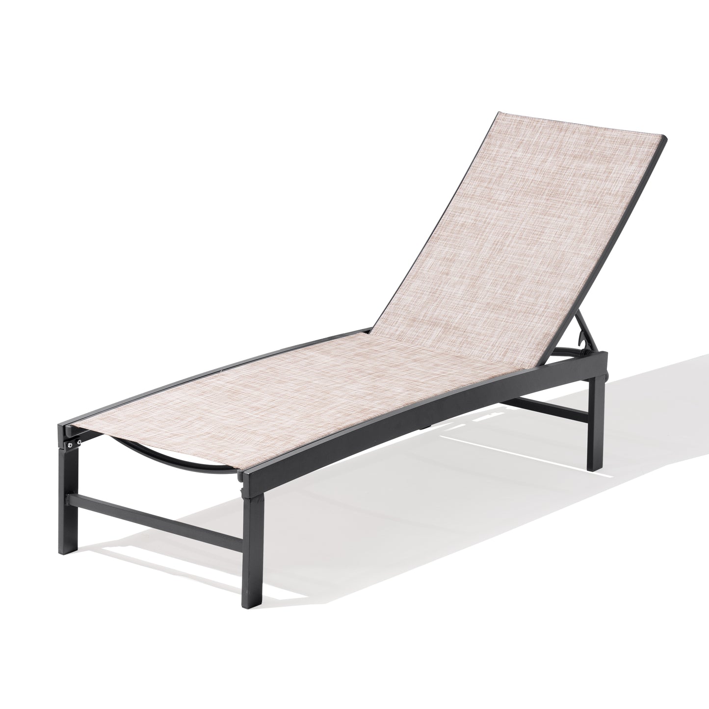 Crestlive Products Set of 2 Outdoor Steel Frame Stationary Chaise Lounge Chairs Gray Mesh