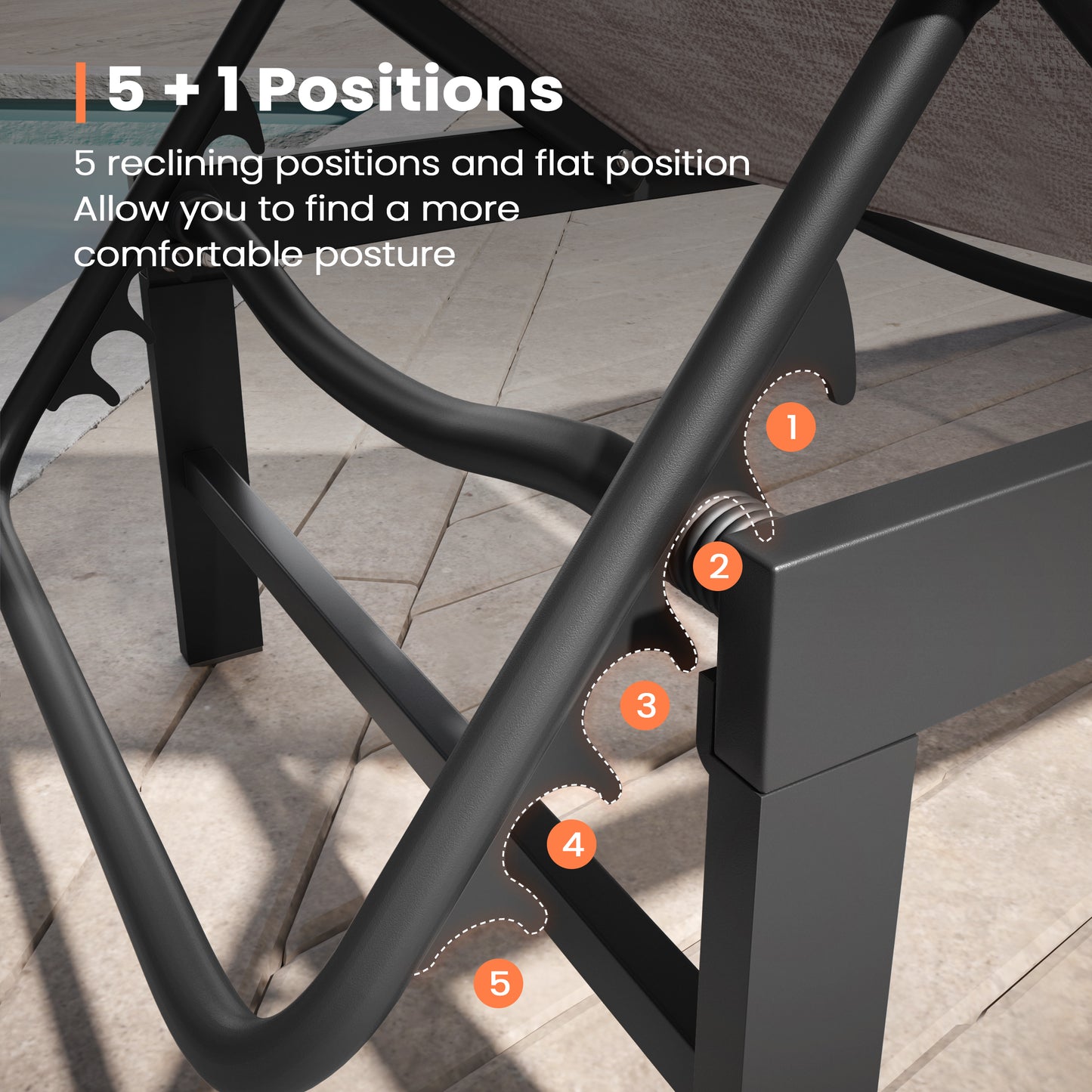 Crestlive Products Steel Outdoor Adjustable Chaise Lounge Chair