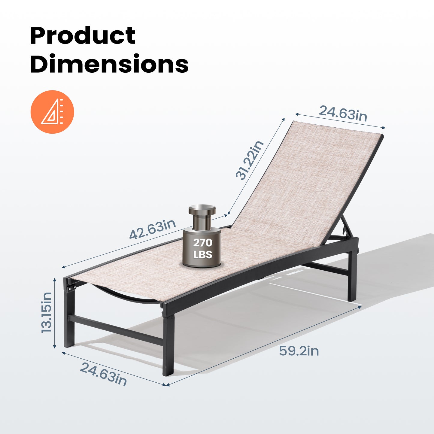 Crestlive Products Steel Outdoor Adjustable Chaise Lounge Chair