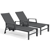 Adjustable Aluminum Outdoor Chaise Lounge Set of 2 with Wheels