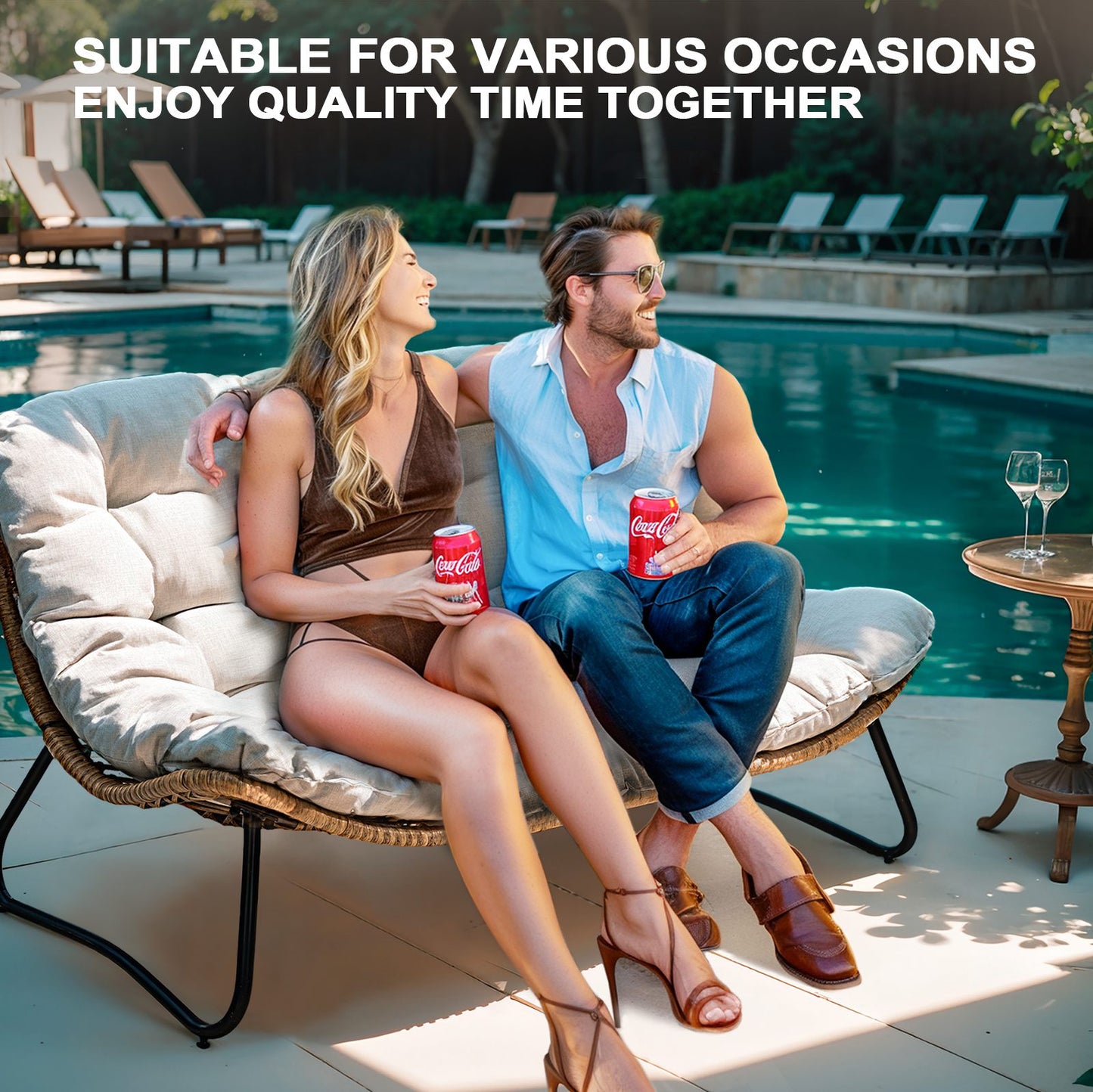 Crestlive Products PE Wicker Outdoor 2-Seater Loveseat with Cushion