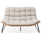 Patio Loveseat with Beige Cushion