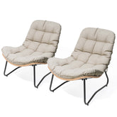 PE Wicker Outdoor Patio Chair Set of 2 with Cushion