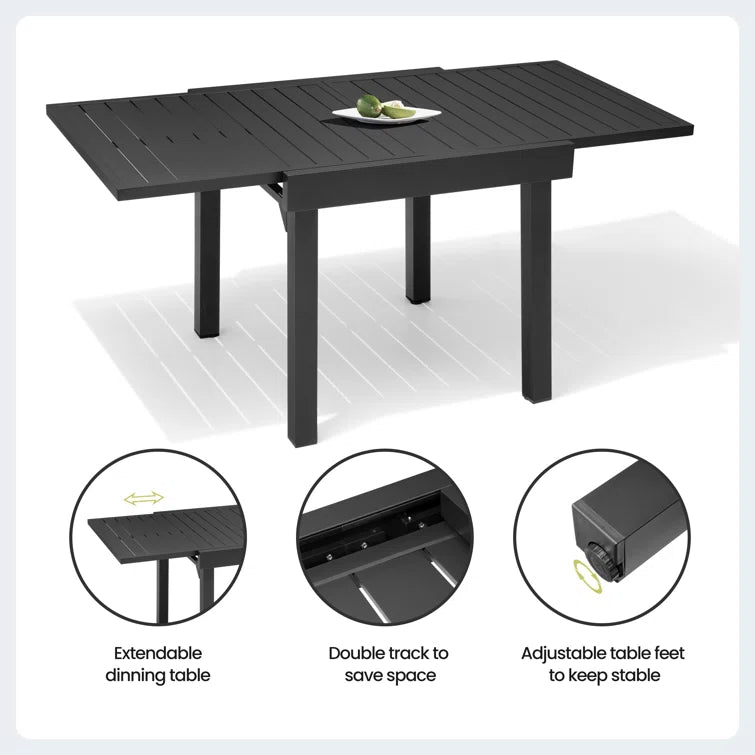 Crestlive Products Outdoor Dining Table Aluminum Extendable Table