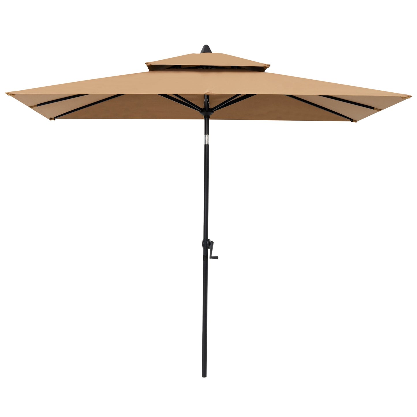 Crestlive Products Outdoor 10x6.5 ft Rectangular Market Umbrella Double Top Aluminum Tilt