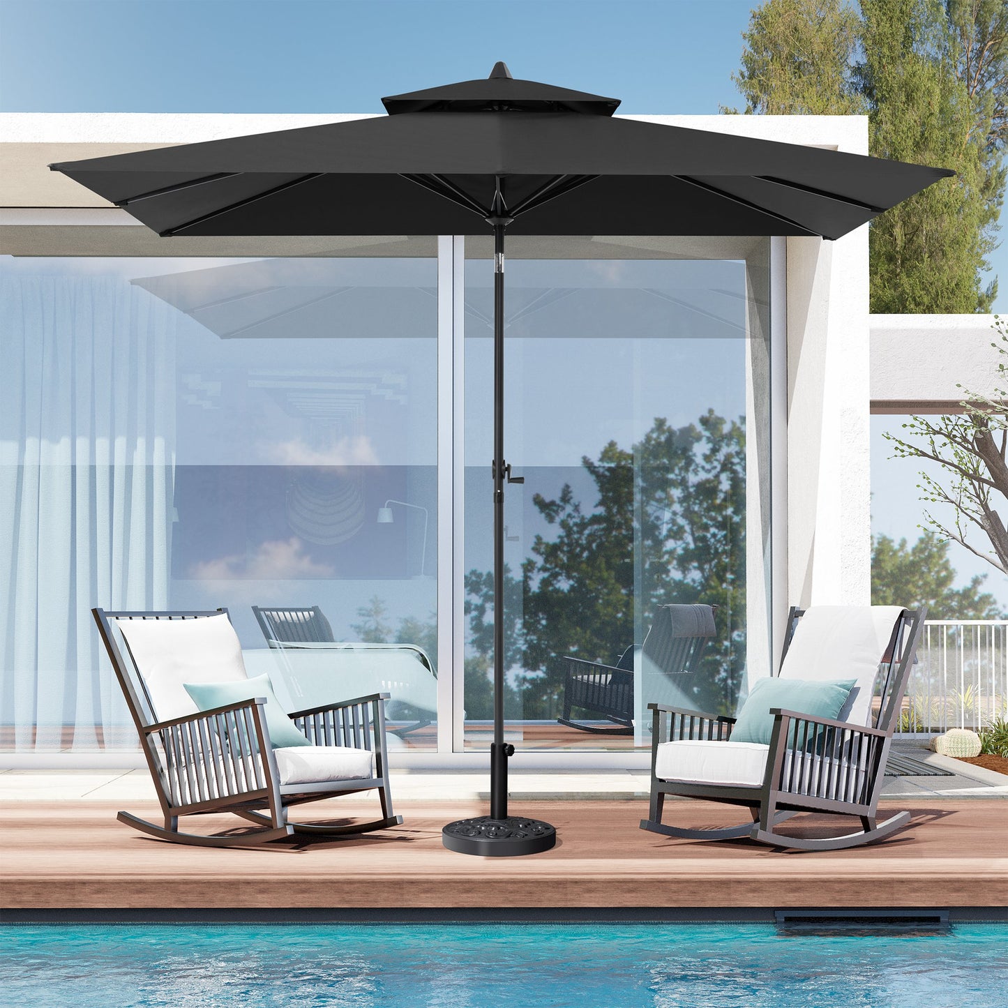 Crestlive Products Outdoor 9x5 ft Extra Large Rectangular Market Umbrella Double Top Aluminum Tilt