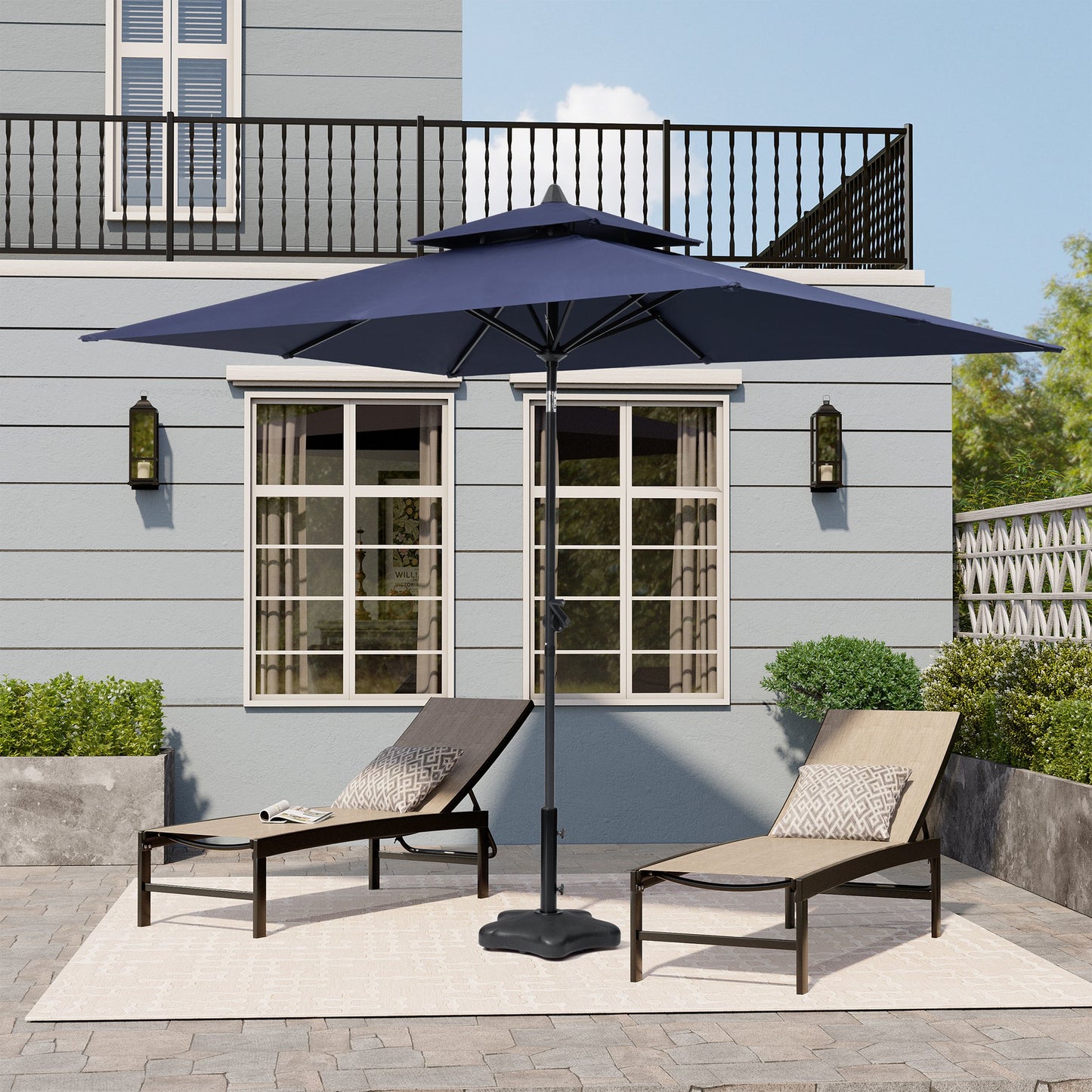 Crestlive Products Outdoor 9x5 ft Extra Large Rectangular Market Umbrella Double Top Aluminum Tilt