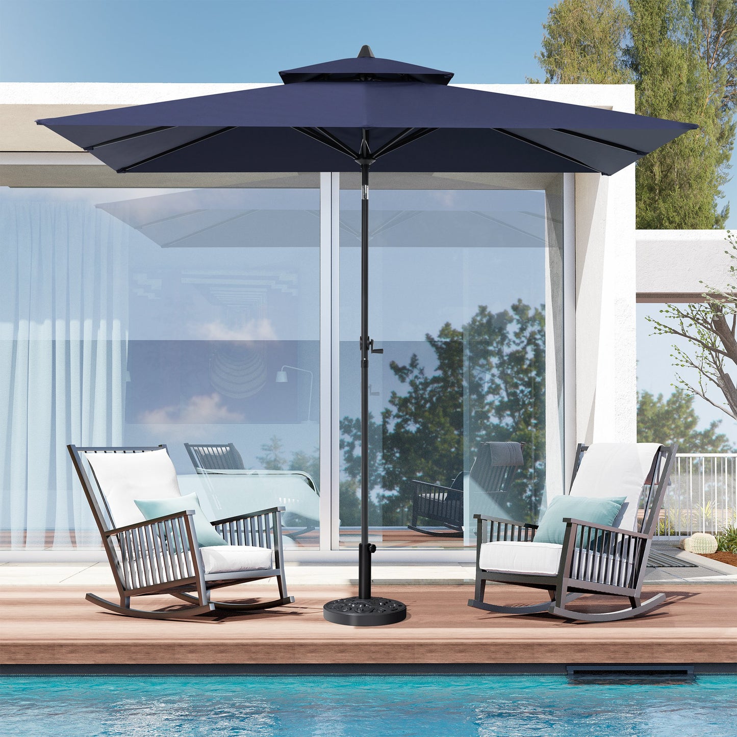 Crestlive Products Outdoor 9x5 ft Extra Large Rectangular Market Umbrella Double Top Aluminum Tilt