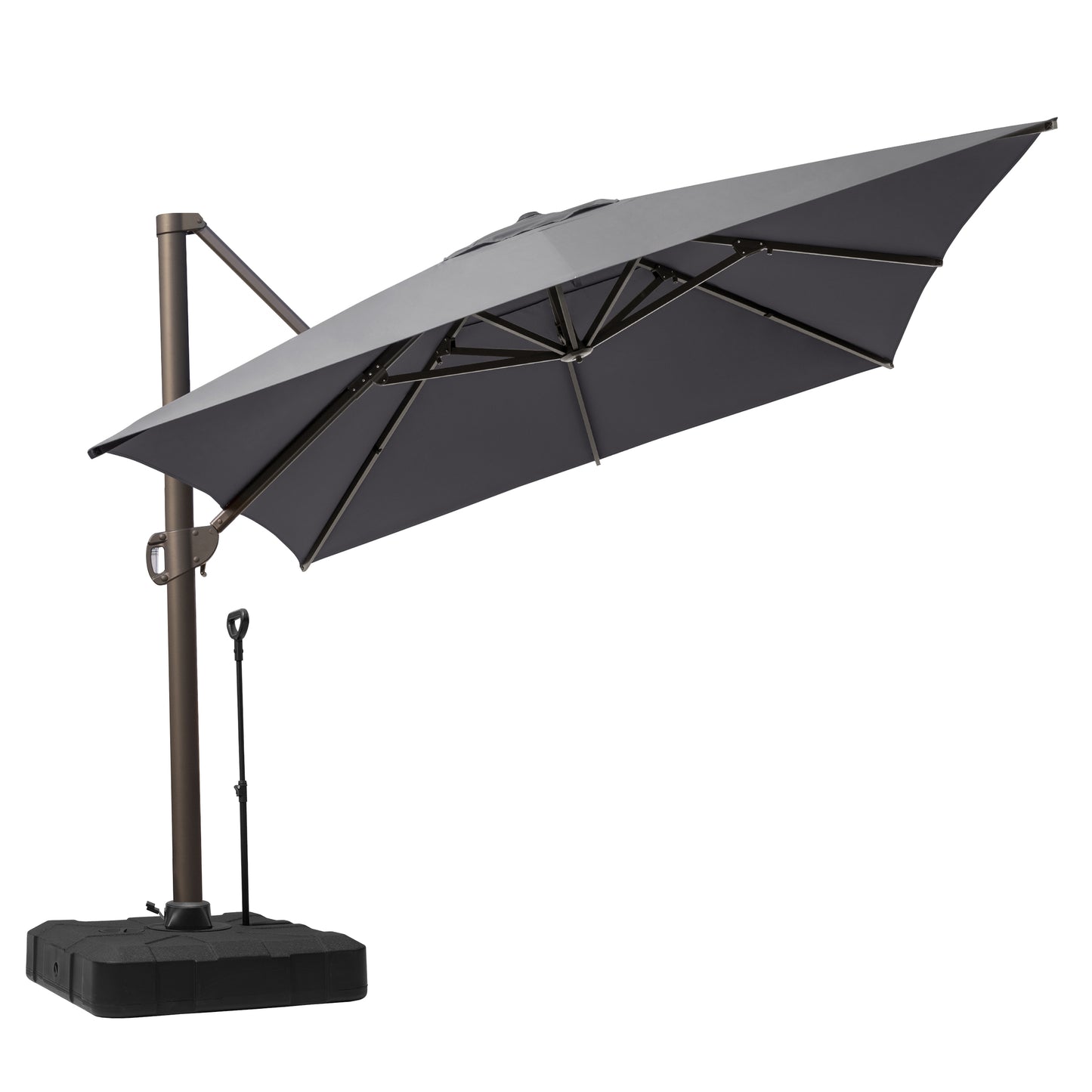 Crestlive Products 10x13ft Aluminum Crank Cantilever Patio Umbrella with Base