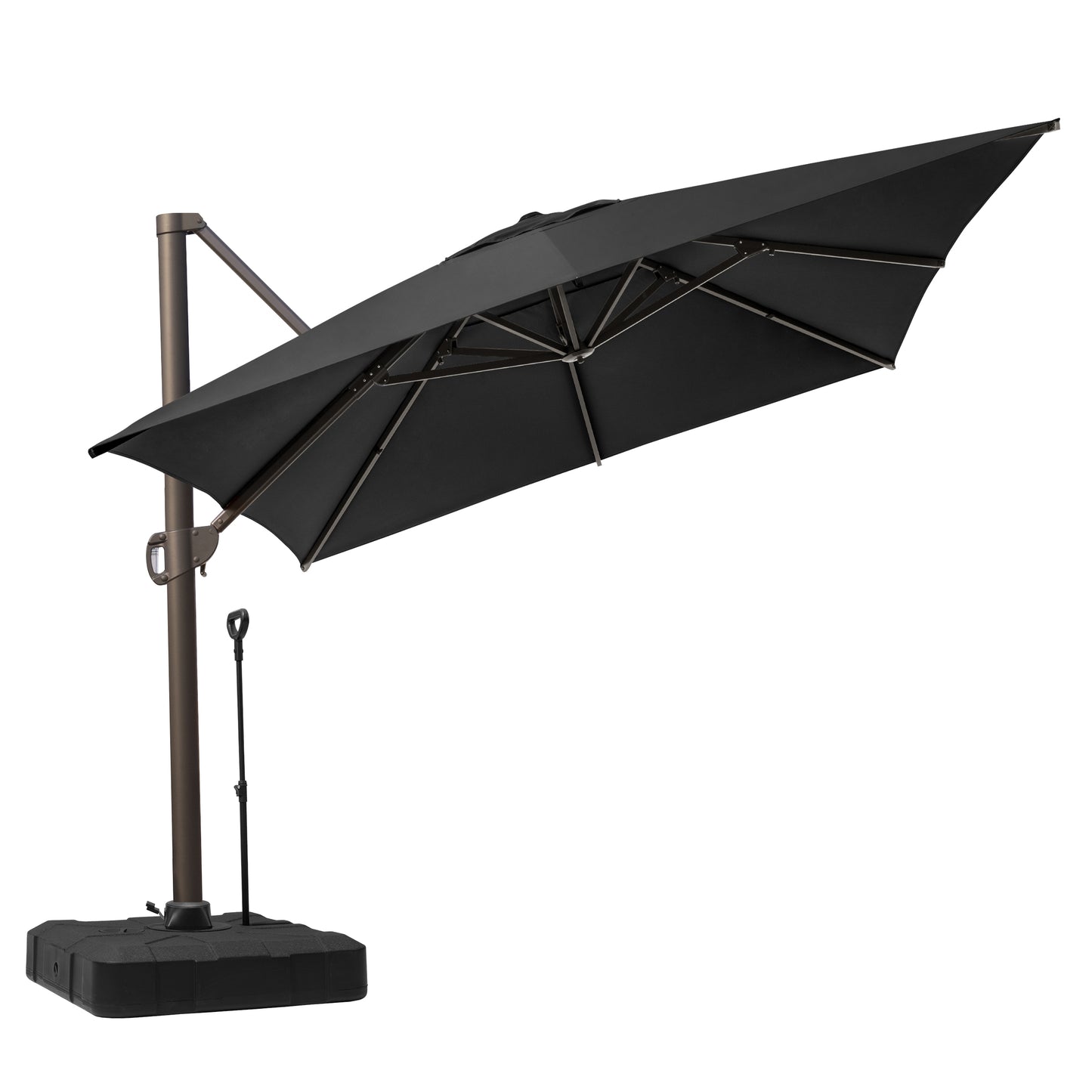 Crestlive Products 13x10ft Aluminum Crank Cantilever Patio Umbrella with Base