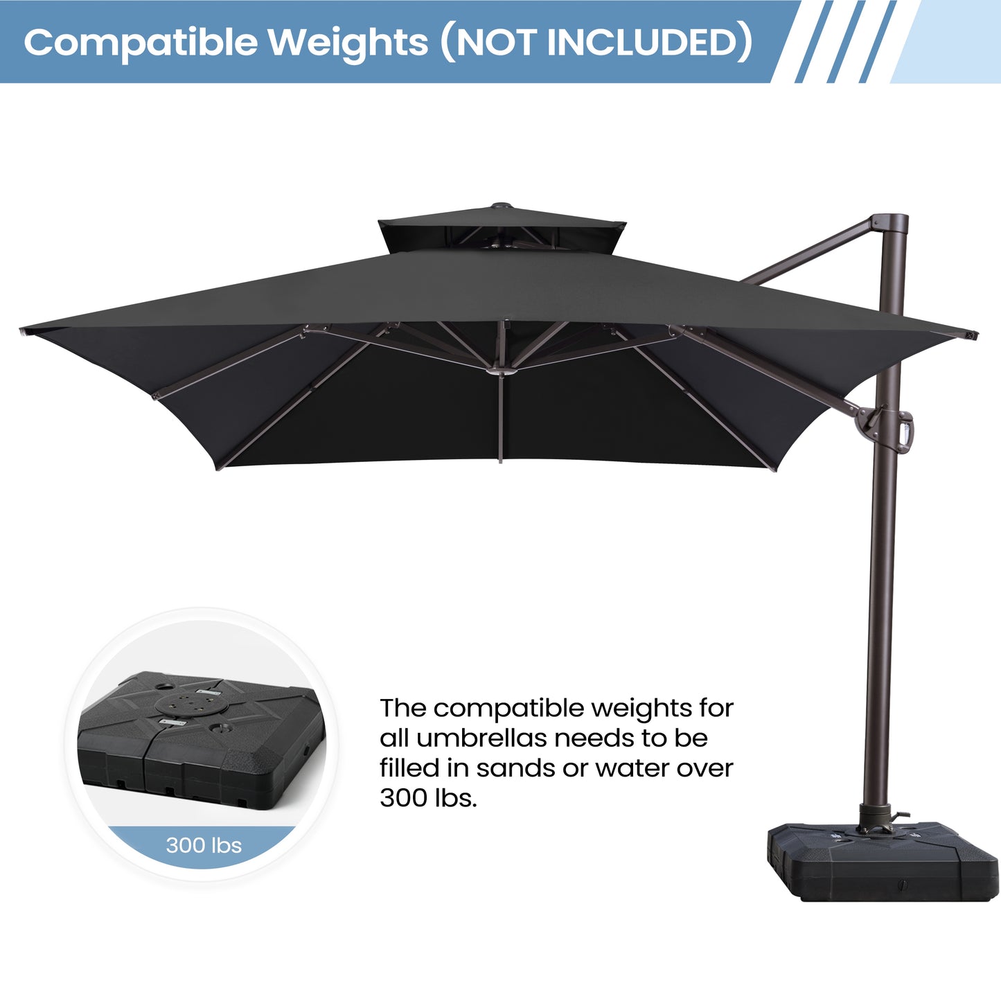 Crestlive Products 10x13ft Aluminum Crank Cantilever Patio Umbrella withnot Base