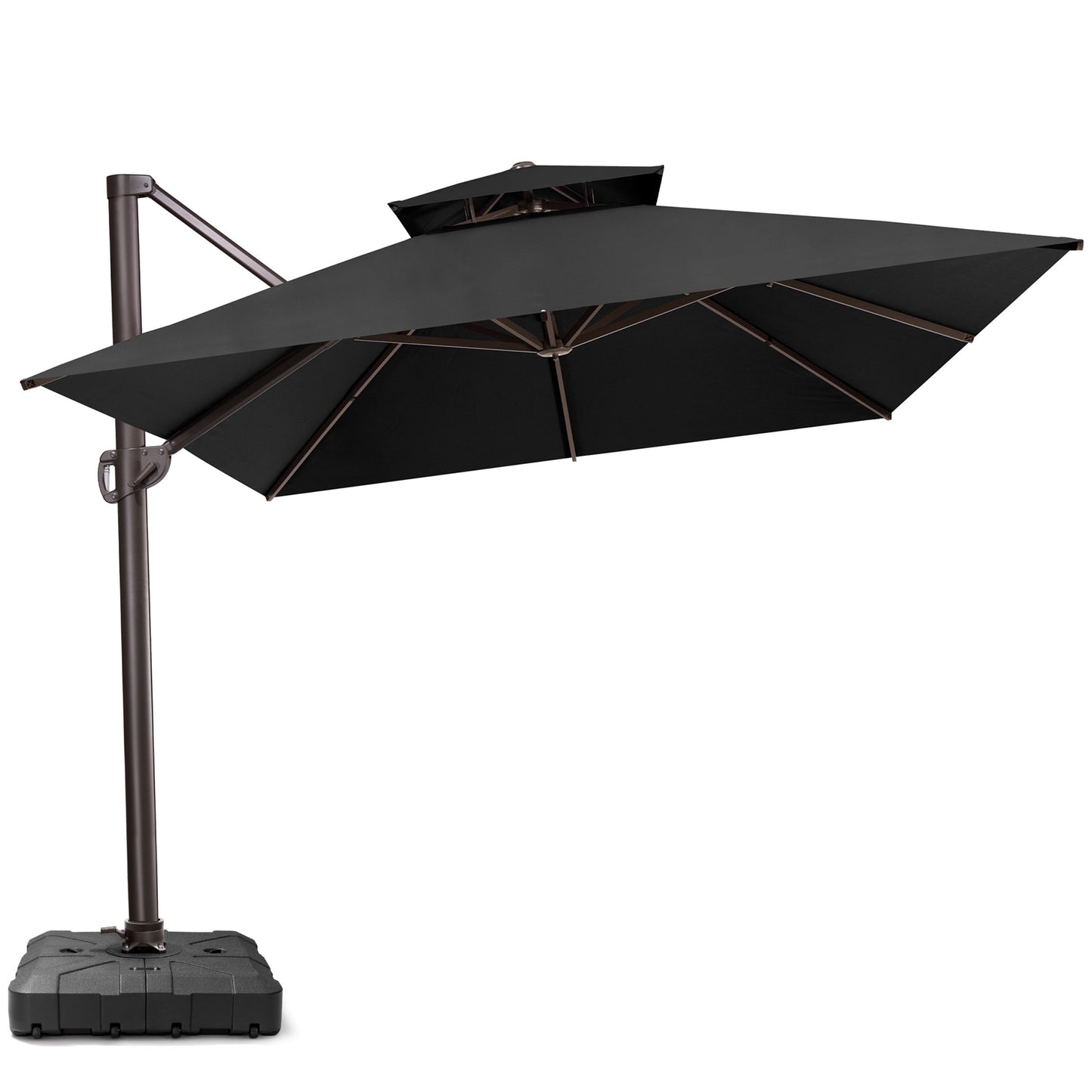 Crestlive Products 10x13ft Aluminum Crank Cantilever Patio Umbrella with Lights with Base
