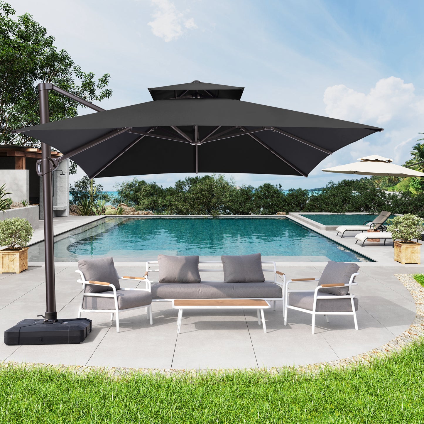 Crestlive Products 13x10ft Aluminum Crank Cantilever Patio Umbrella