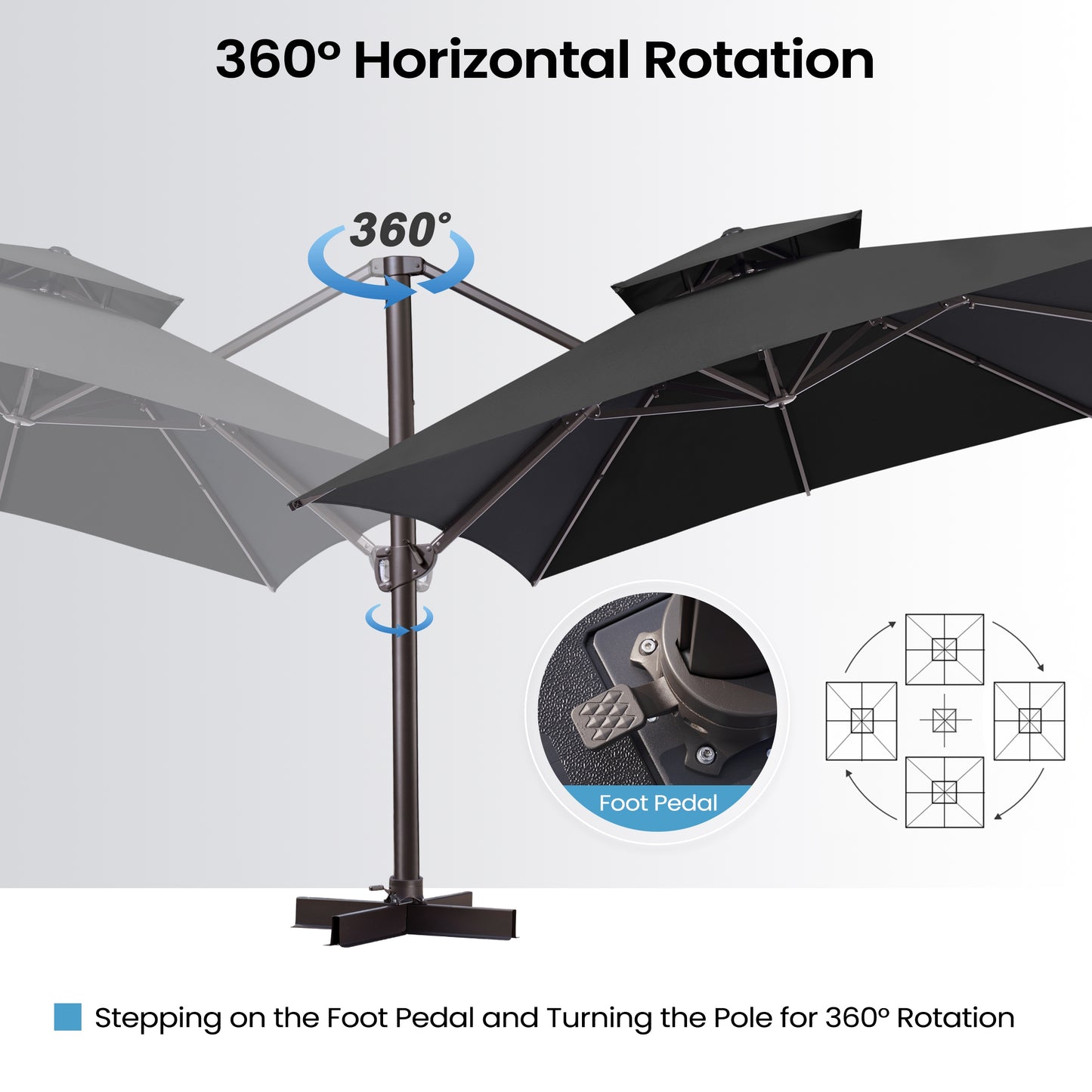 Crestlive Products 10x13ft Aluminum Crank Cantilever Patio Umbrella withnot Base