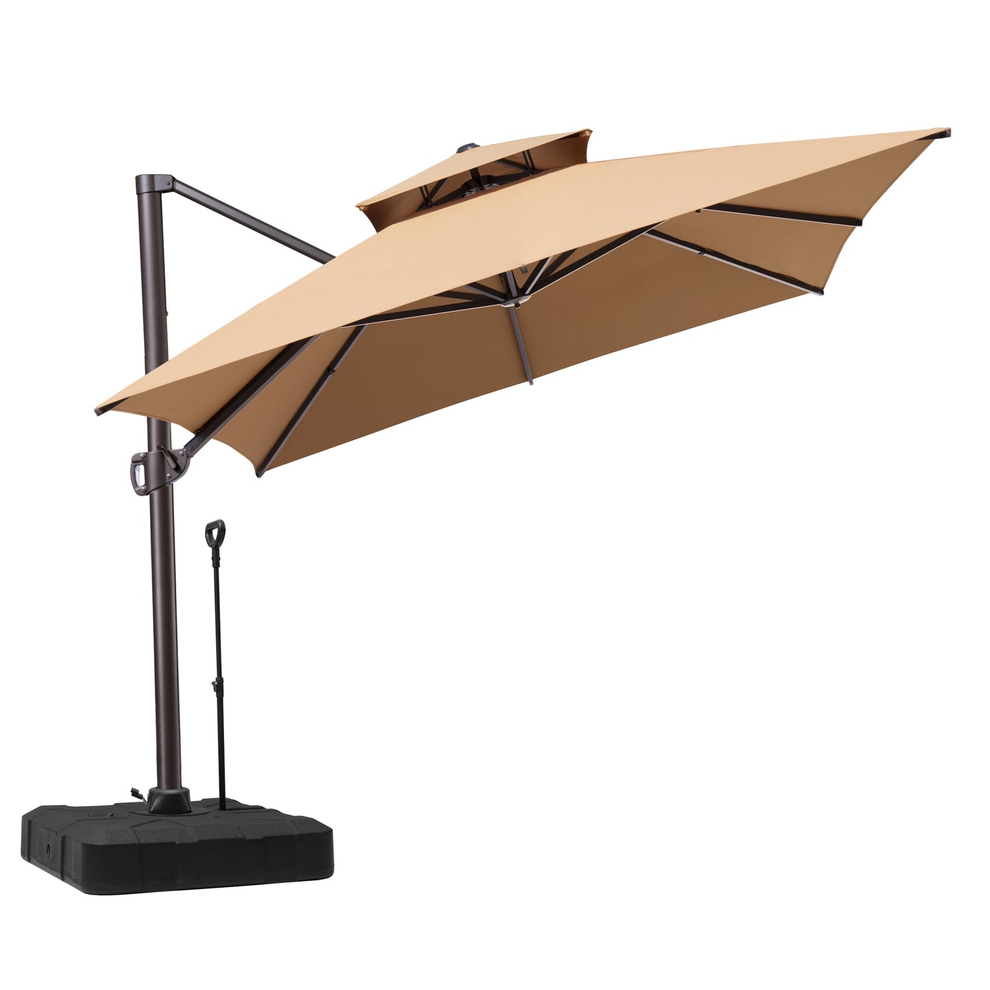 Crestlive Products 10x13ft Aluminum Double Top Crank Cantilever Patio Umbrella with Base