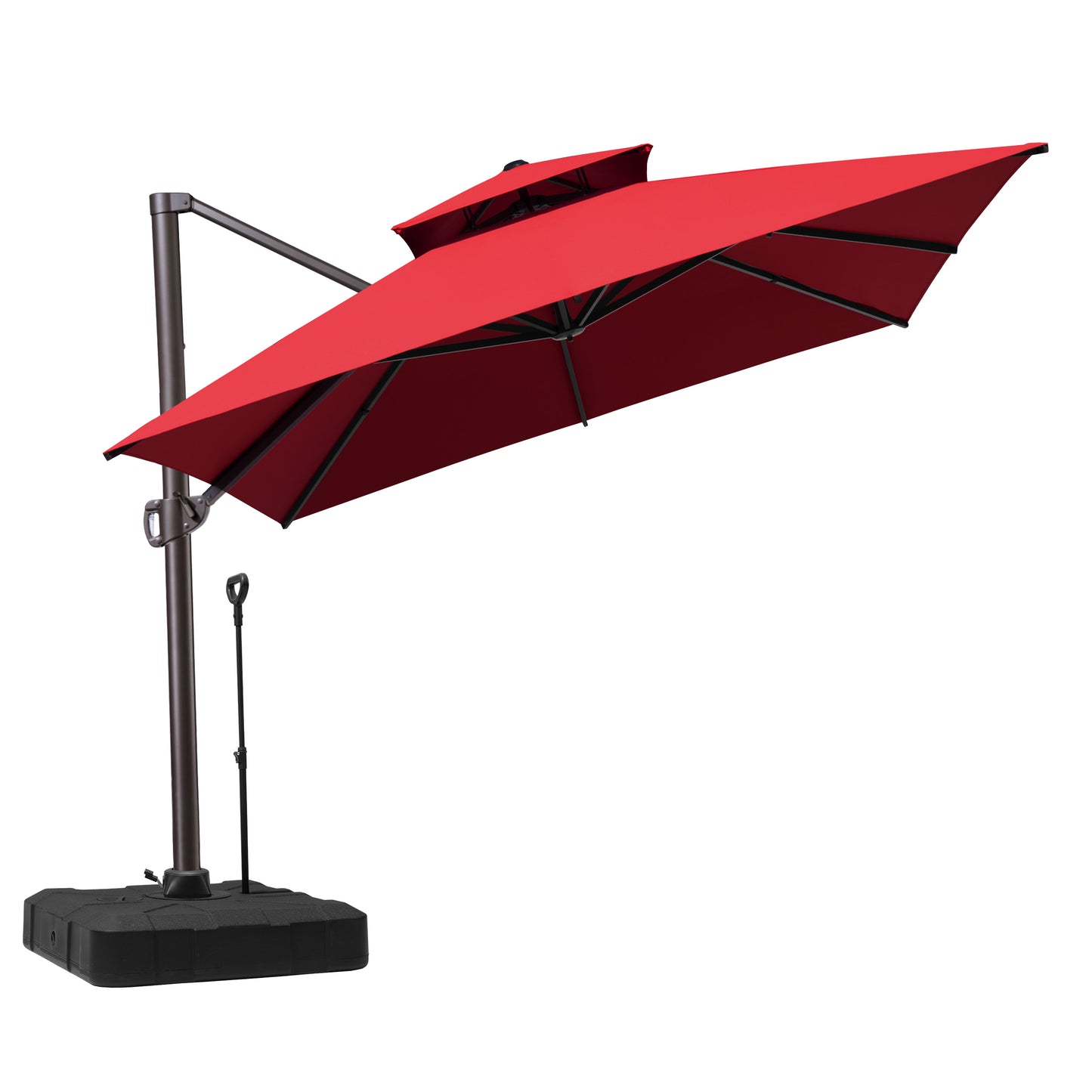 Crestlive Products 10x13ft Aluminum Double Top Crank Cantilever Patio Umbrella with Base