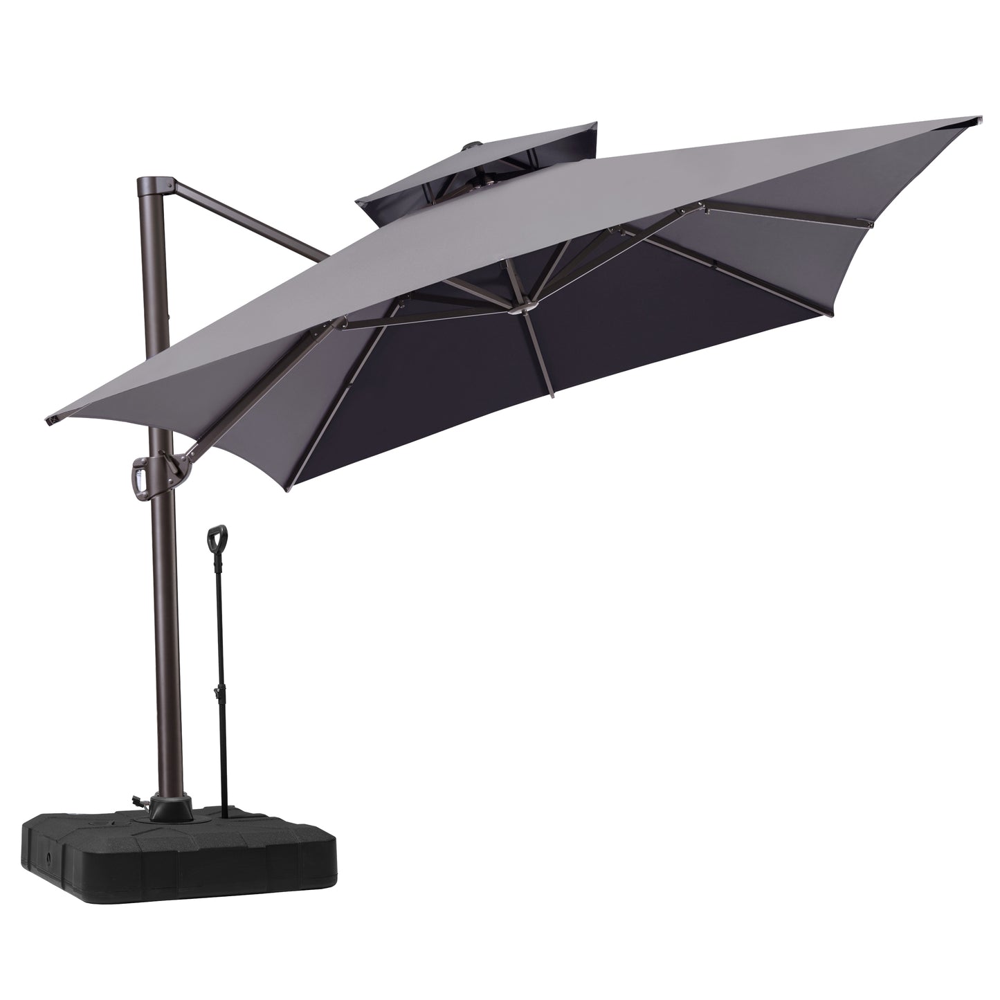Crestlive Products 10x13ft Aluminum Double Top Crank Cantilever Patio Umbrella with Base