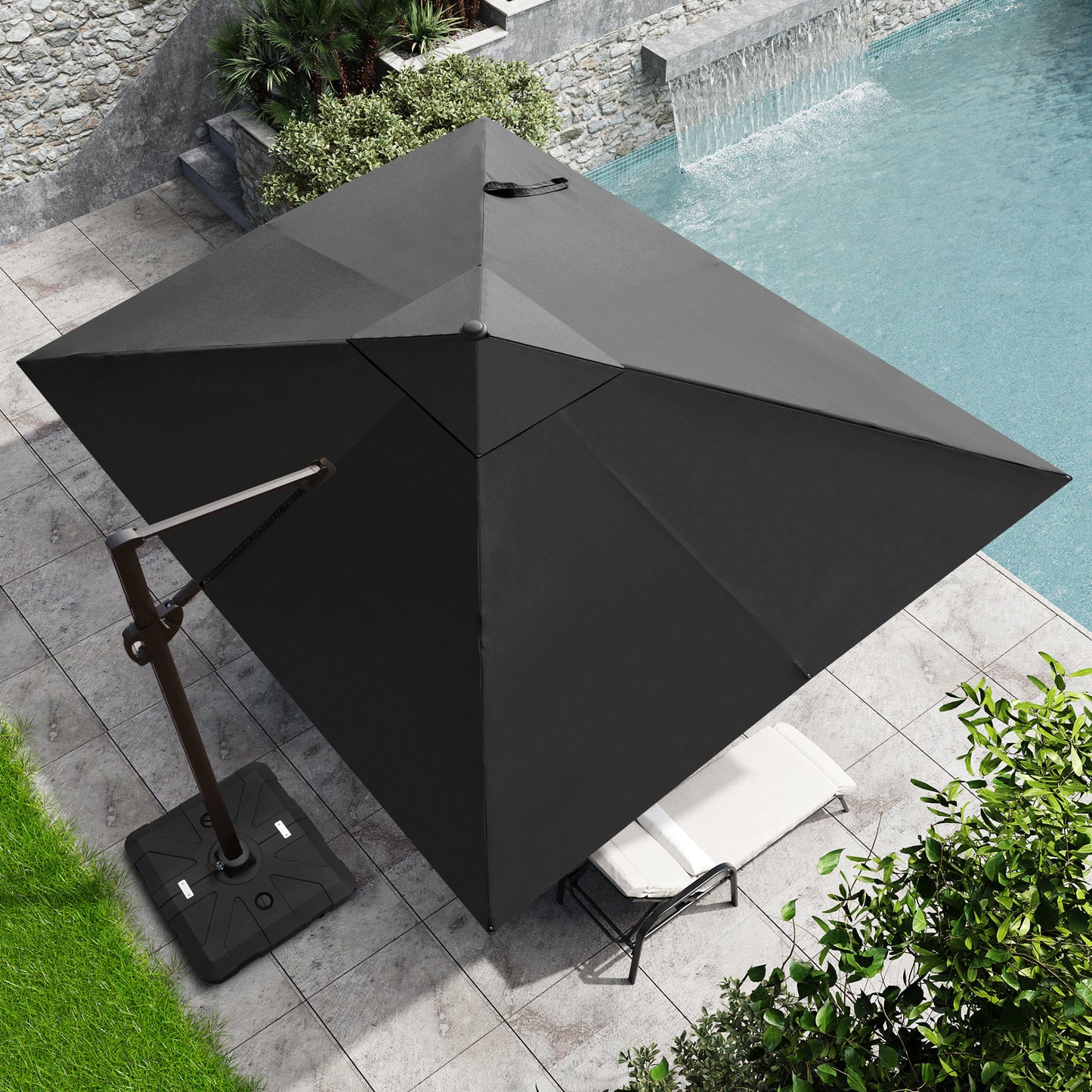 Outdoor 11-ft Aluminum Cantilever Umbrella Crank with Base