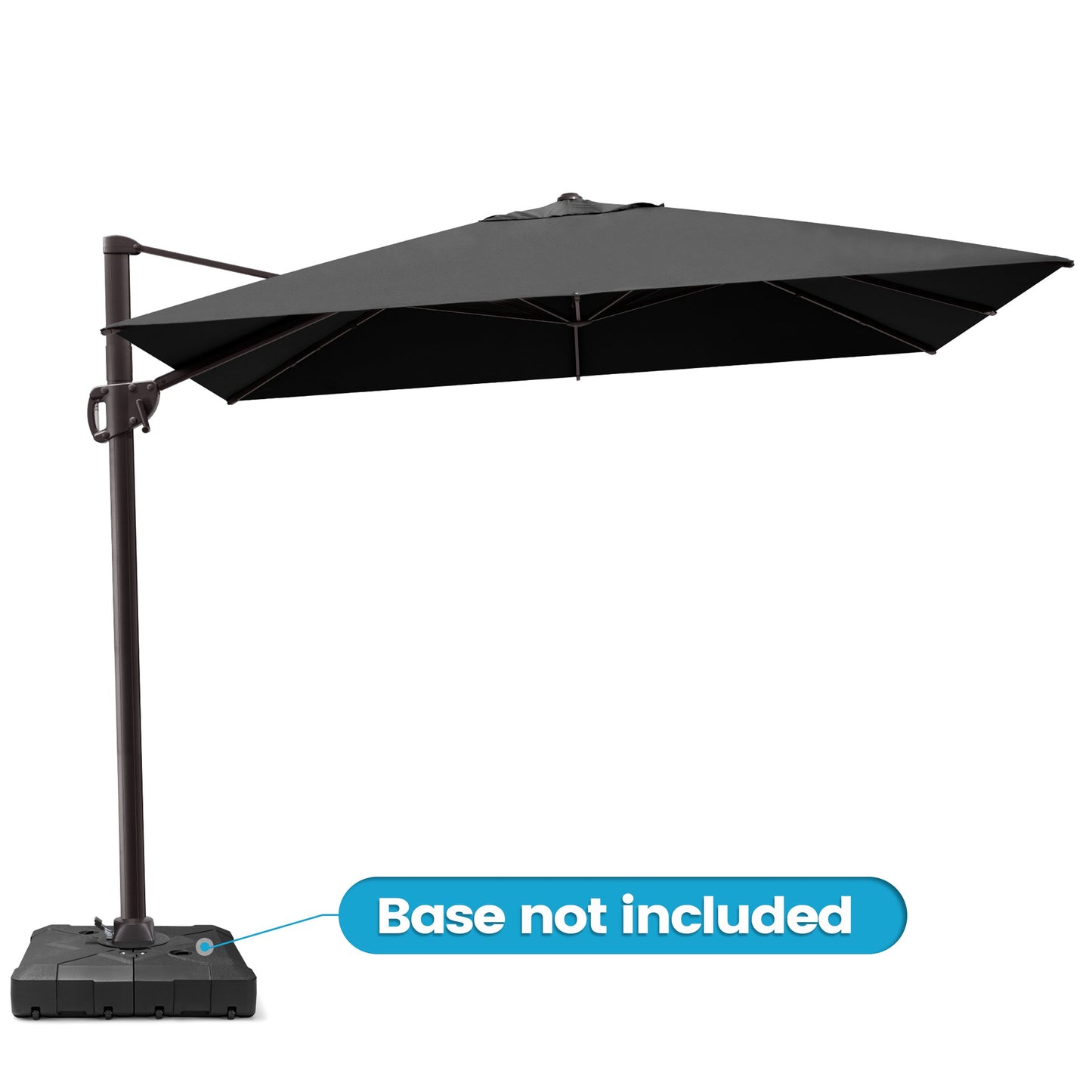 Outdoor 9x11 ft Aluminum Cantilever Umbrella Rectangle with Base 360° Rotation