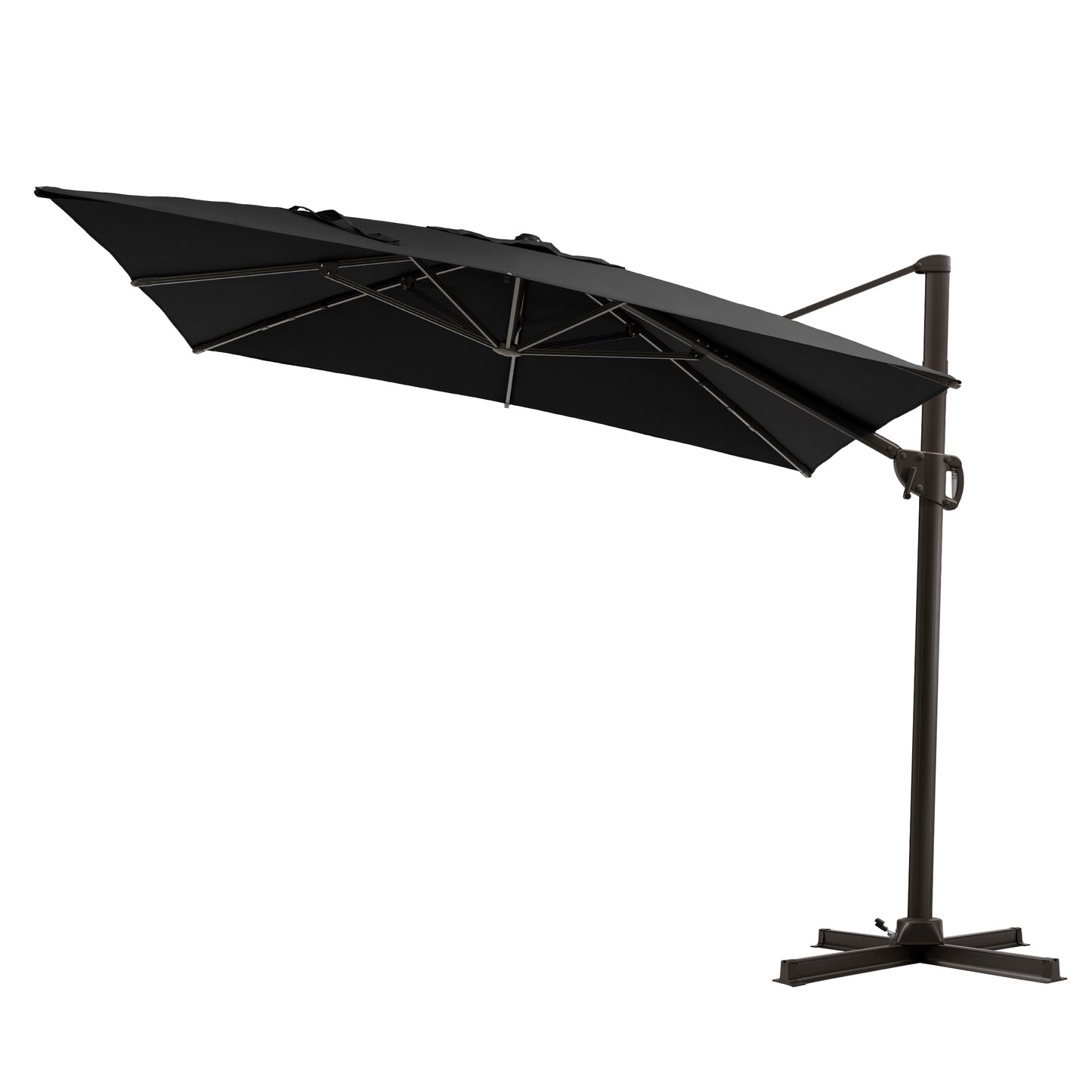 Outdoor 9x11 ft Aluminum Cantilever Umbrella Rectangle with Base 360° Rotation