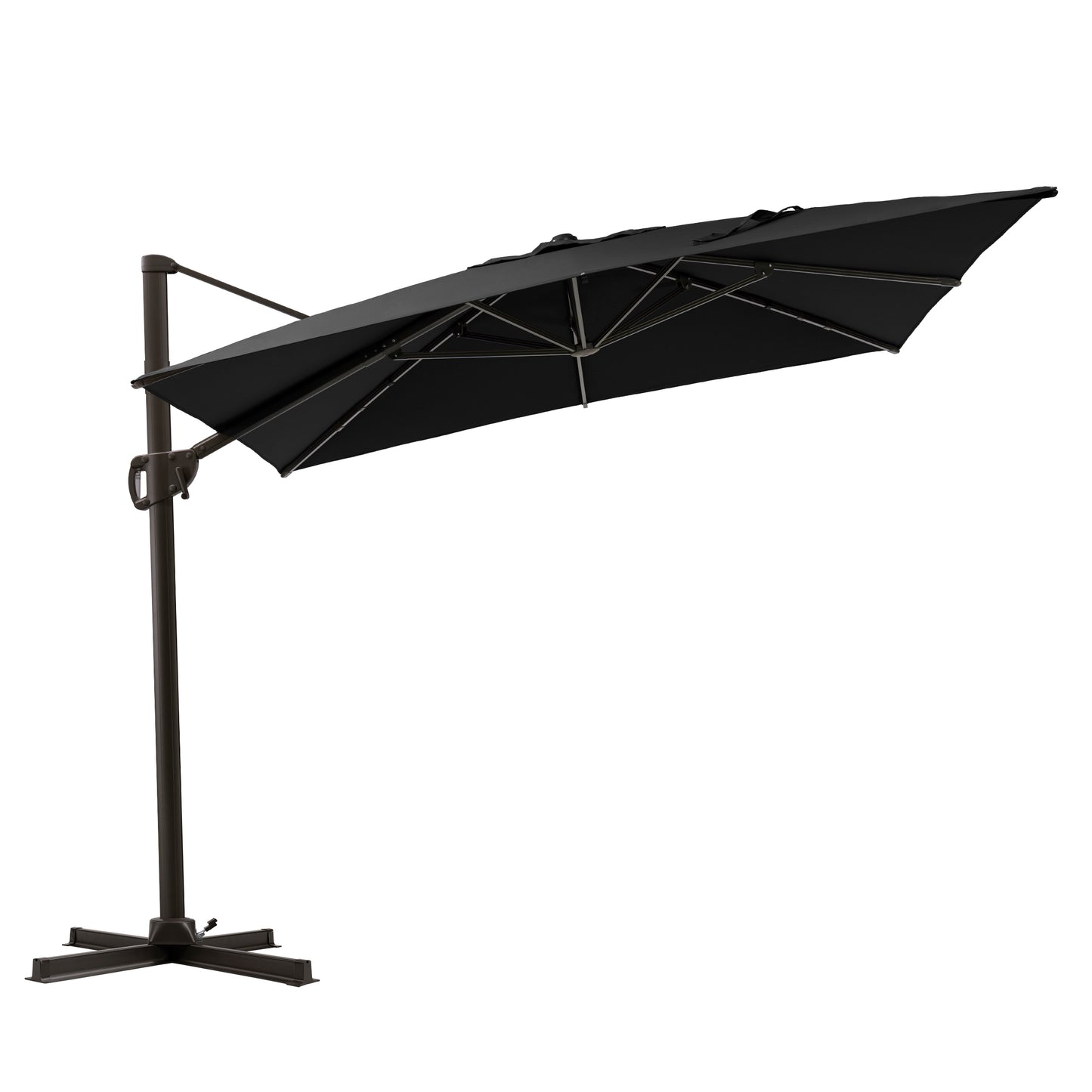 Outdoor 9x11 ft Aluminum Cantilever Umbrella Rectangle with Base 360° Rotation