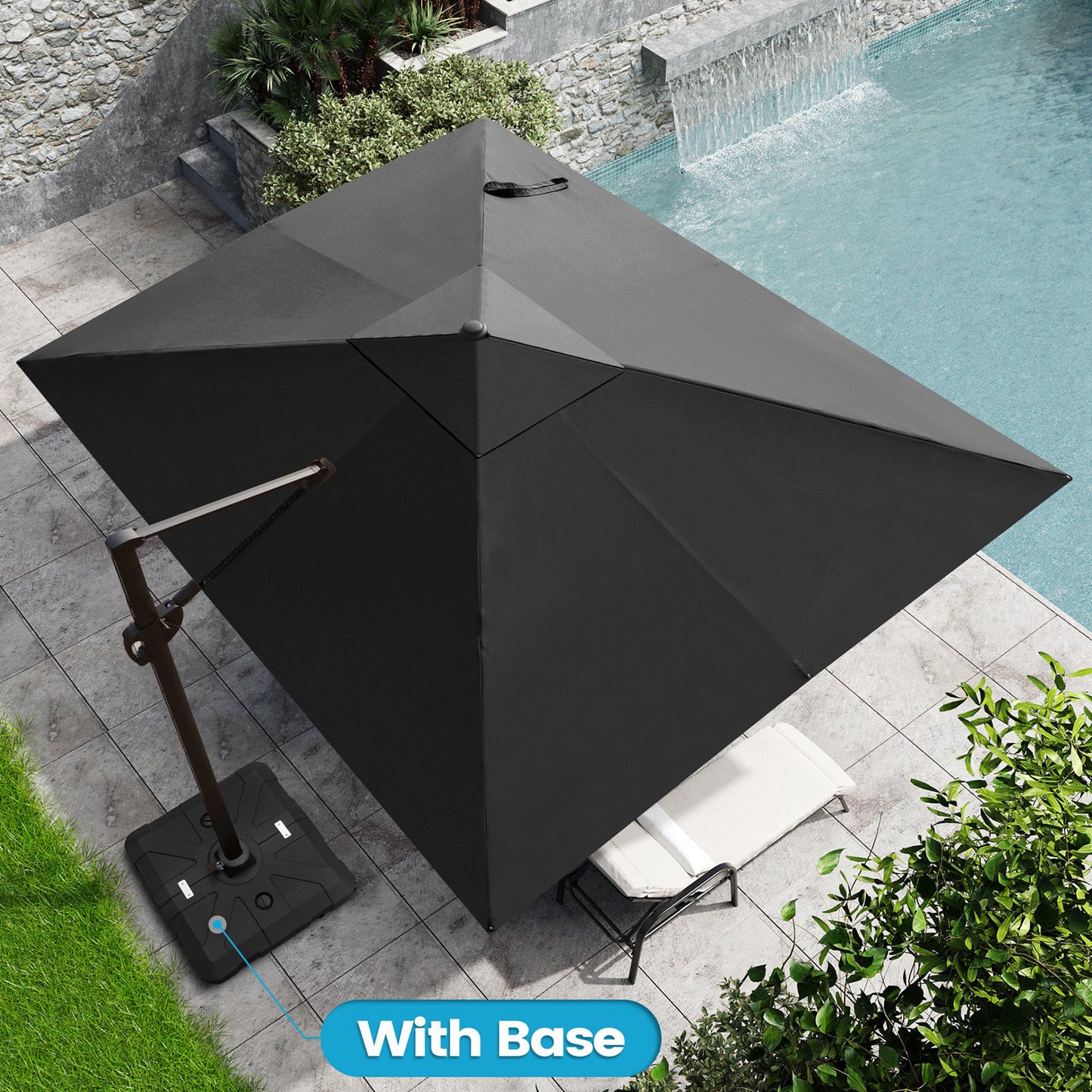 Outdoor 11-ft Aluminum Cantilever Umbrella Crank with Base