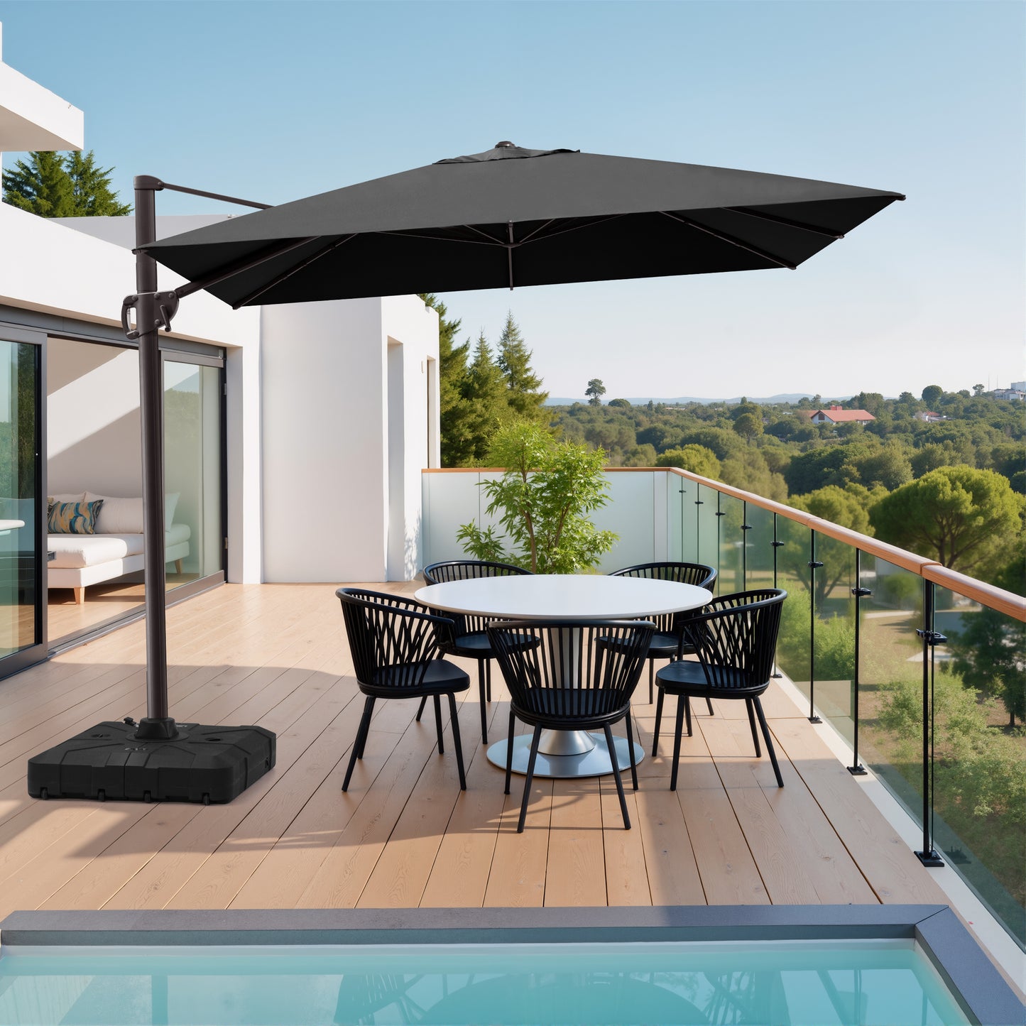 Outdoor 11-ft Aluminum Cantilever Umbrella Crank with Base