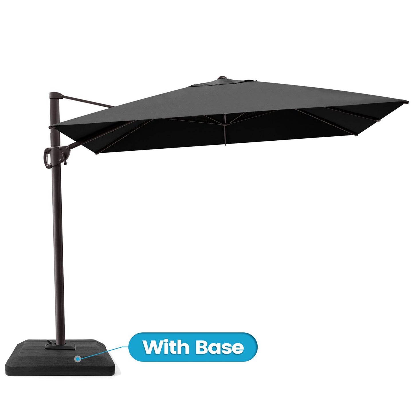 Crestlive Products 11x9ft Aluminum Crank Cantilever Patio Umbrella with Base