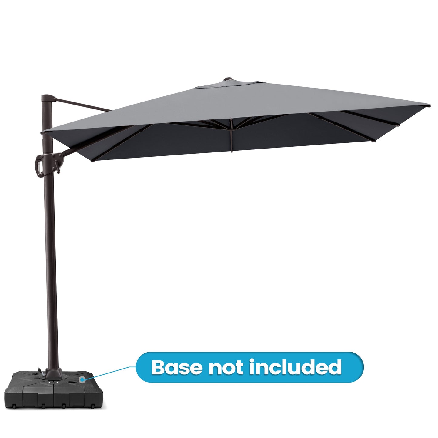 Outdoor 9x11 ft Aluminum Cantilever Umbrella Rectangle with Base 360° Rotation