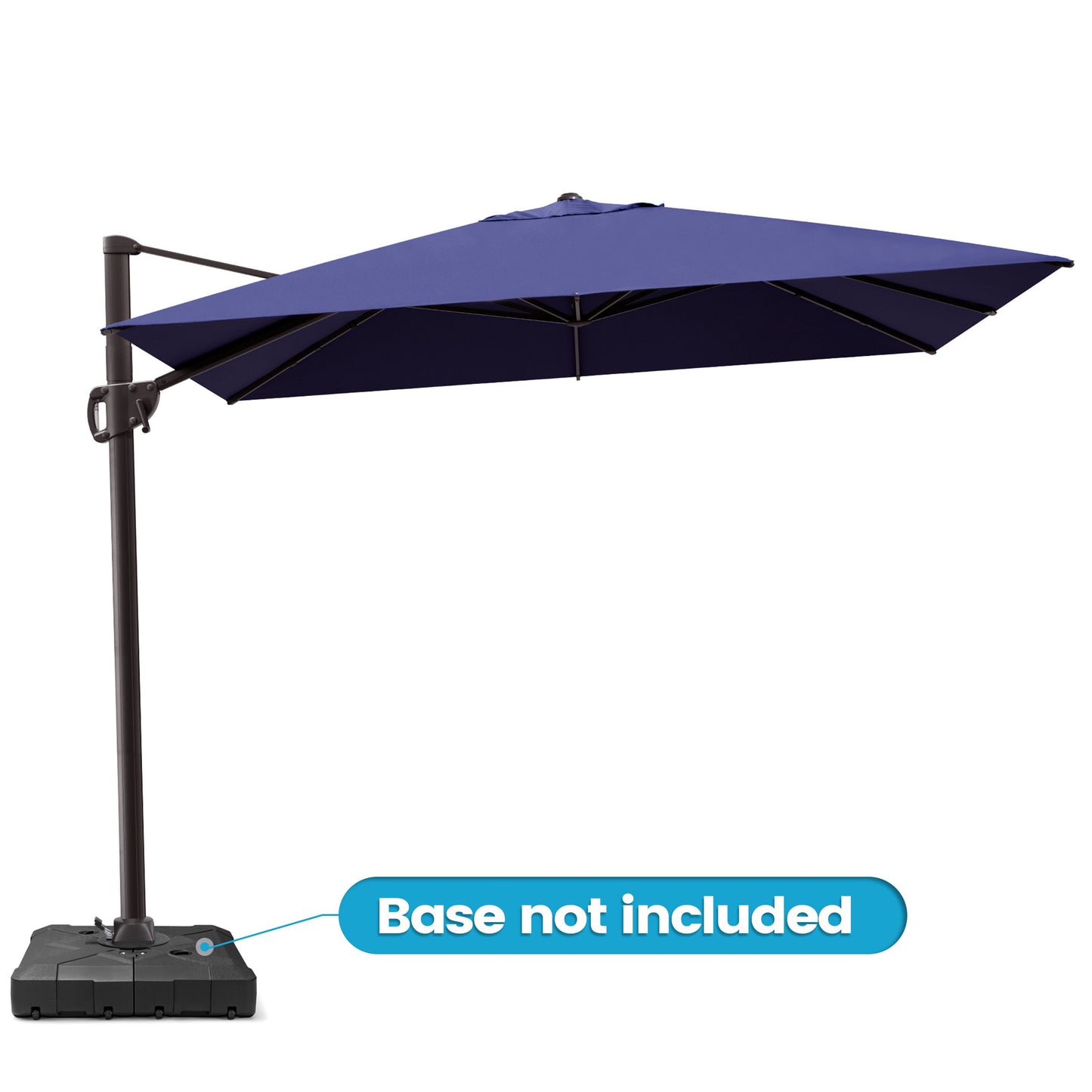 Outdoor 9x11 ft Aluminum Cantilever Umbrella Rectangle with Base 360° Rotation