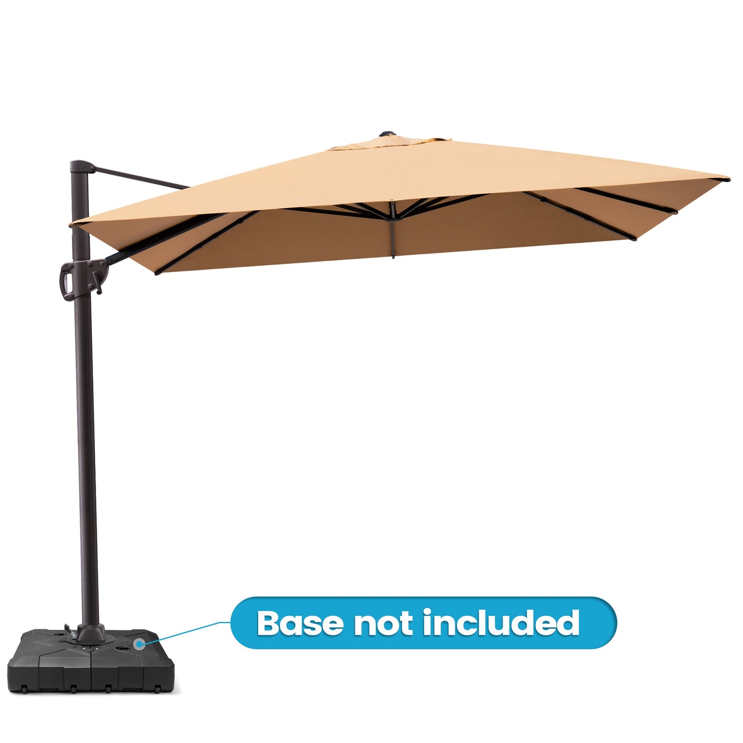 Outdoor 9x11 ft Aluminum Cantilever Umbrella Rectangle with Base 360° Rotation