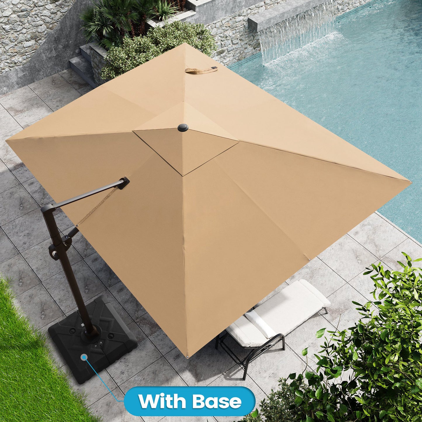 Crestlive Products 9x11ft Aluminum Crank Cantilever Patio Umbrella with Base