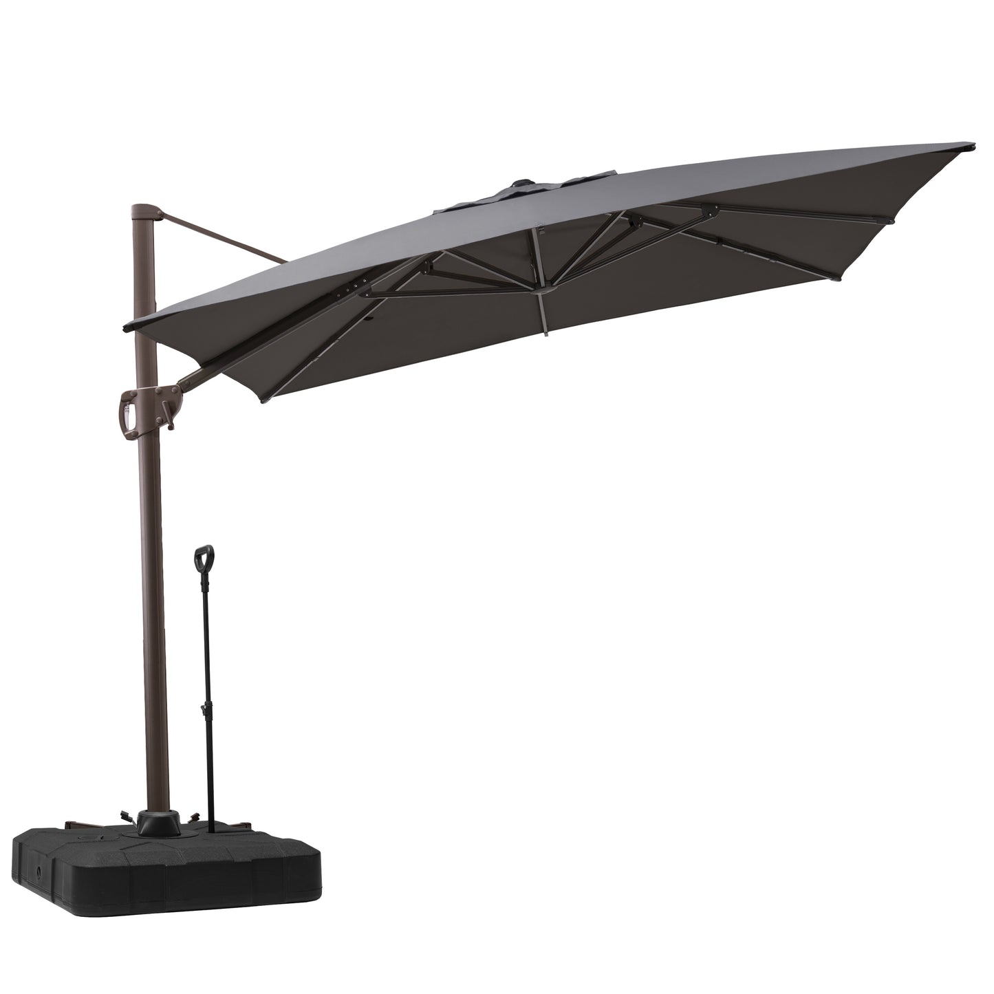 Crestlive Products 9x11ft Aluminum Crank Cantilever Patio Umbrella with Base