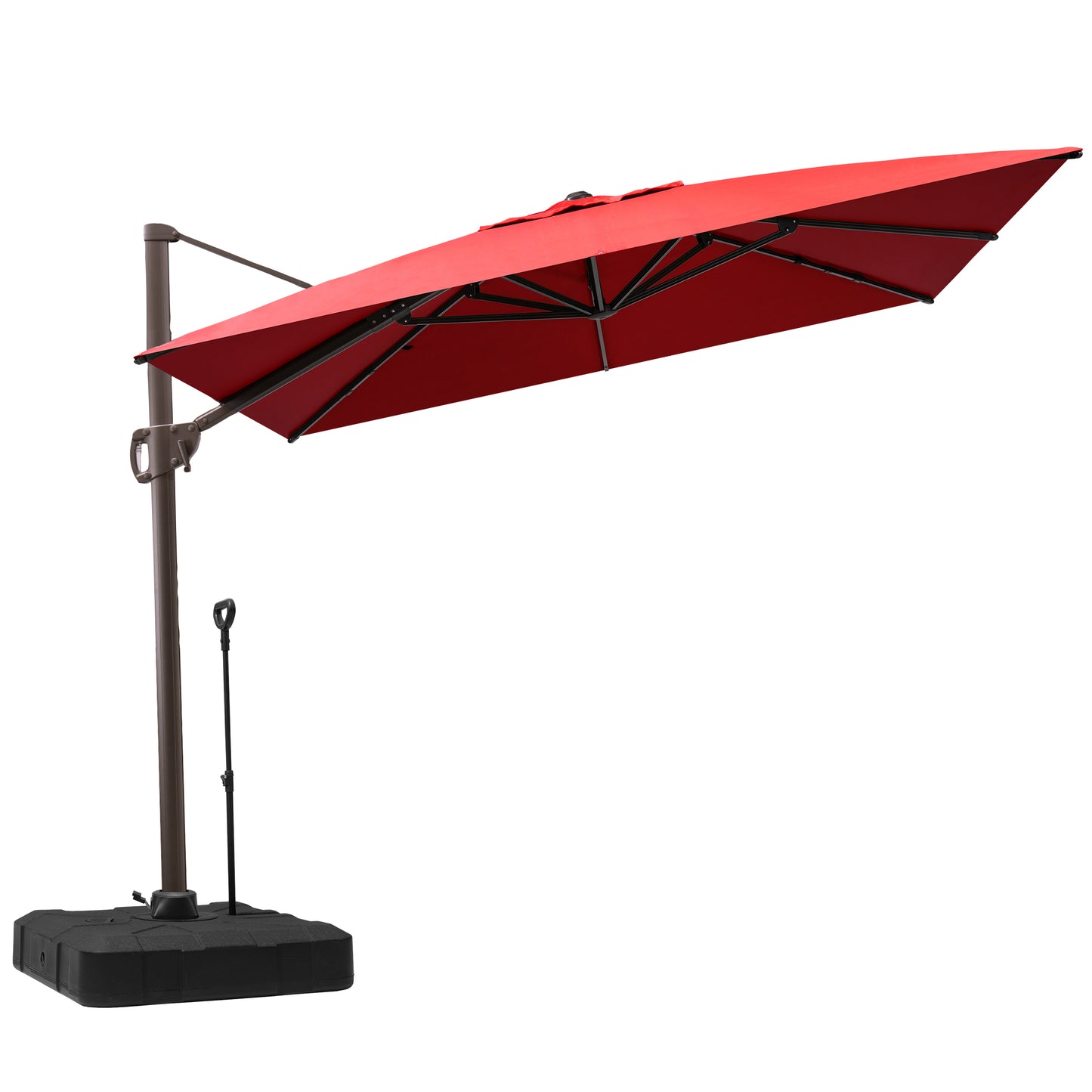 Crestlive Products 9x11ft Aluminum Crank Cantilever Patio Umbrella with Base