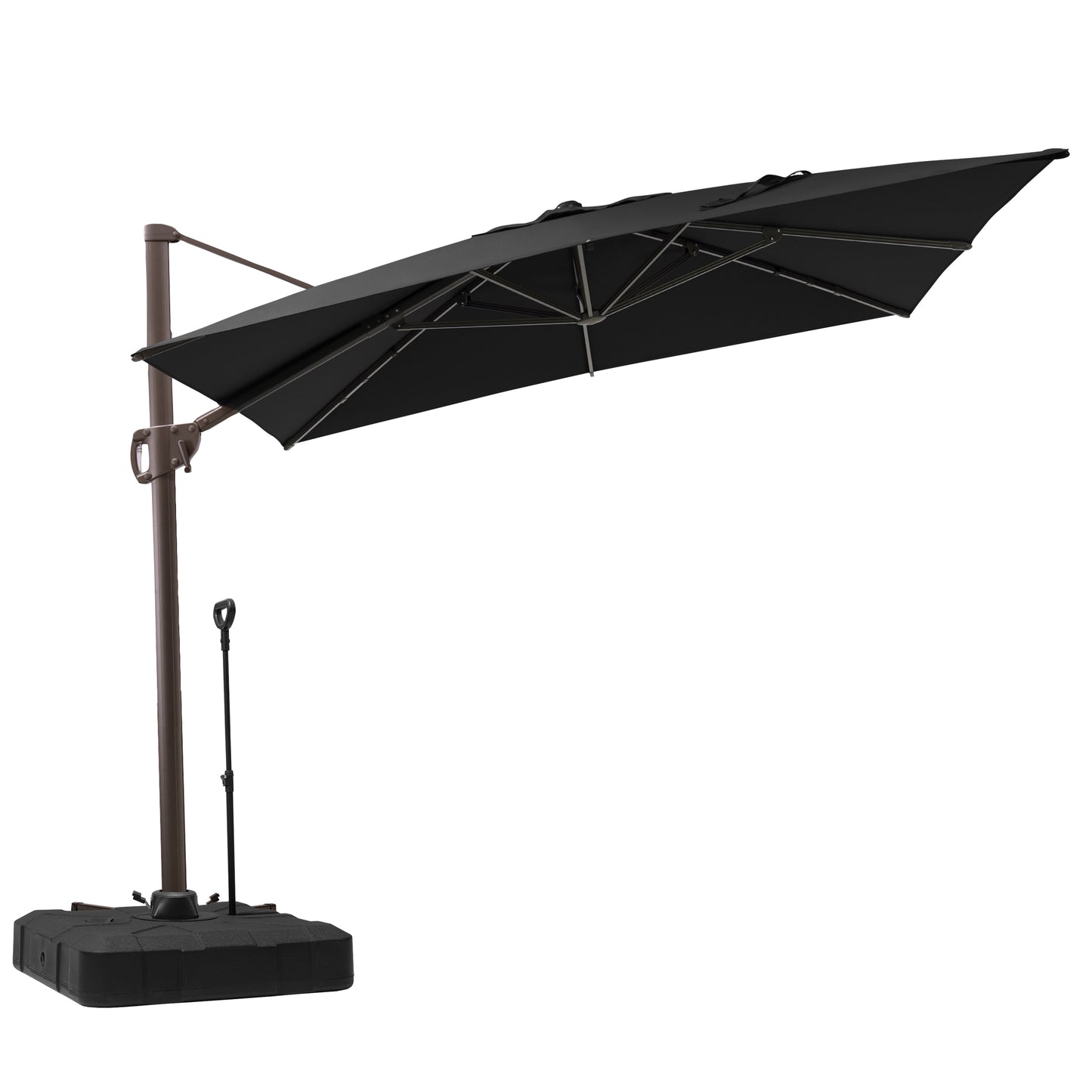 Crestlive Products 11x9ft Aluminum Crank Cantilever Patio Umbrella with Base