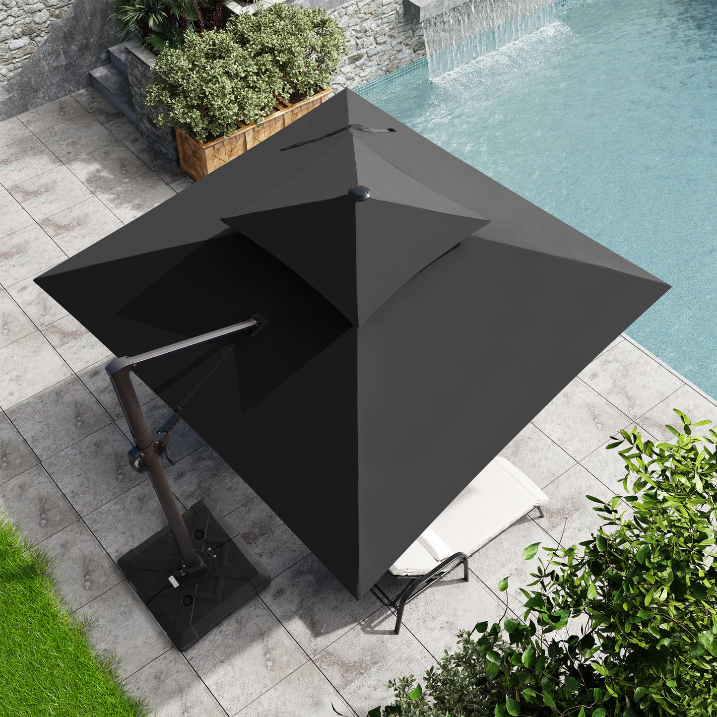 Outdoor 10 ft Cantilever Umbrella Double Top Offset No Base