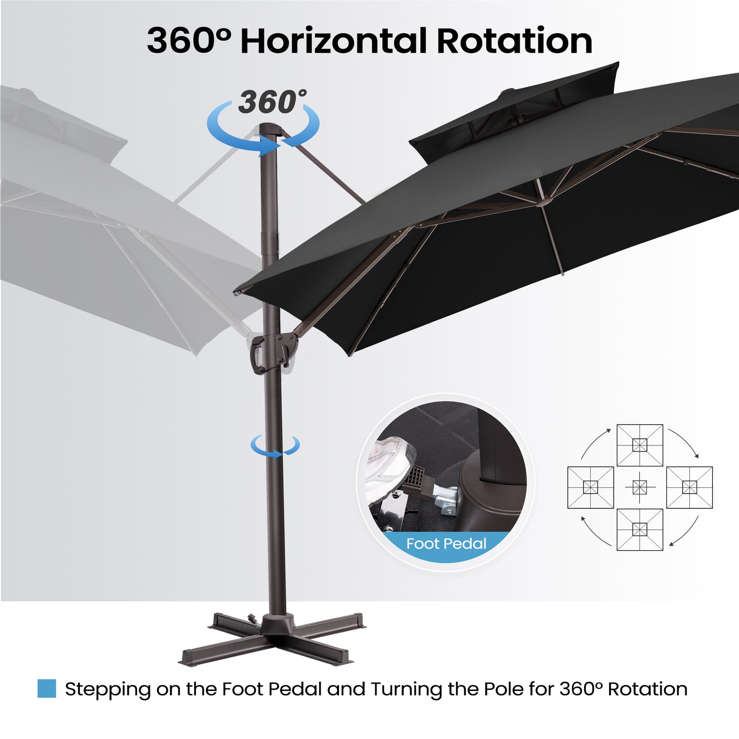 Outdoor 10 ft Cantilever Umbrella Double Top Offset No Base