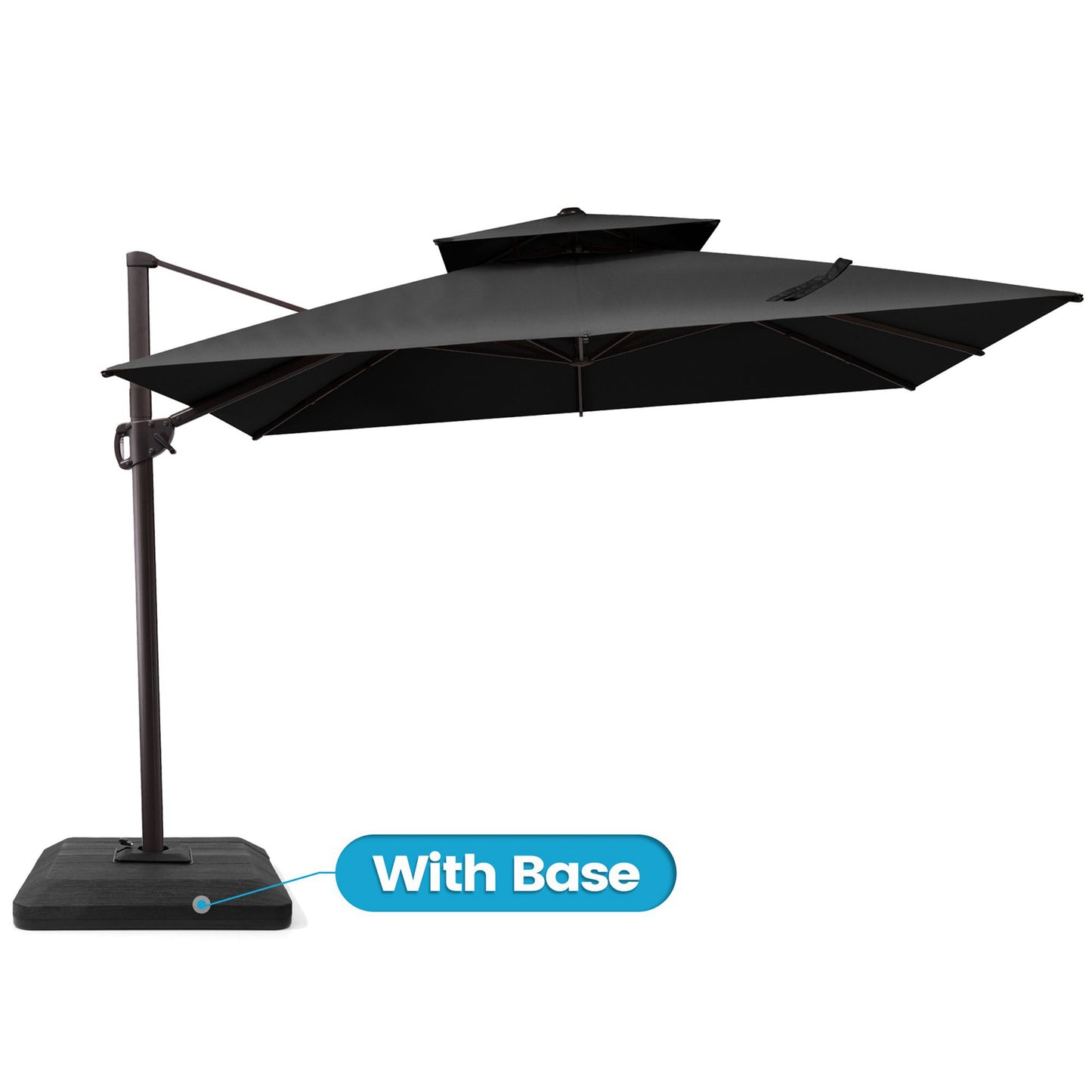Crestlive Products 10x10ft Aluminum Double Top Crank Cantilever Patio Umbrella with Base