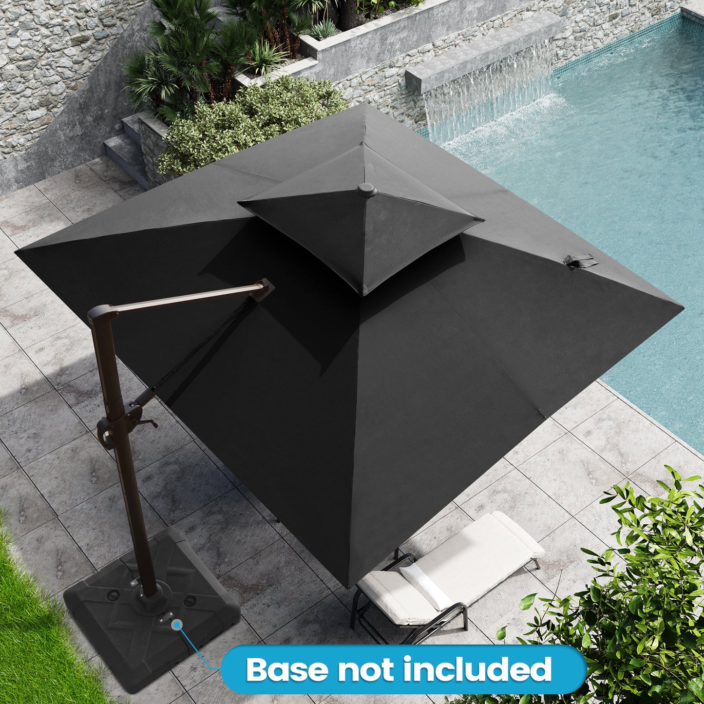 Outdoor 10 ft Cantilever Umbrella Double Top Offset No Base