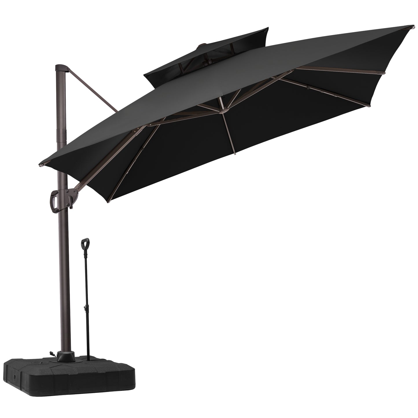 Crestlive Products 10x10ft Aluminum Double Top Crank Cantilever Patio Umbrella with Base